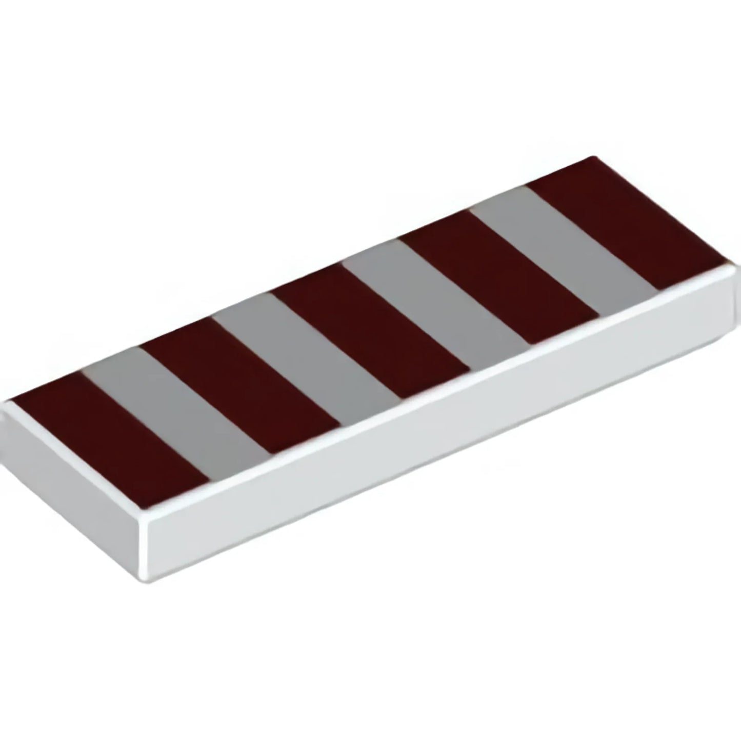 Part 63864pb188 - Tile 1 x 3 with 5 Dark Red Stripes Pattern