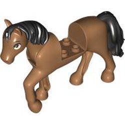 Part bb1279c01pb09 - Horse with 2 x 2 Cutout and Movable Neck with Molded Black Tail and Mane and Printed Tan Eyes Pattern