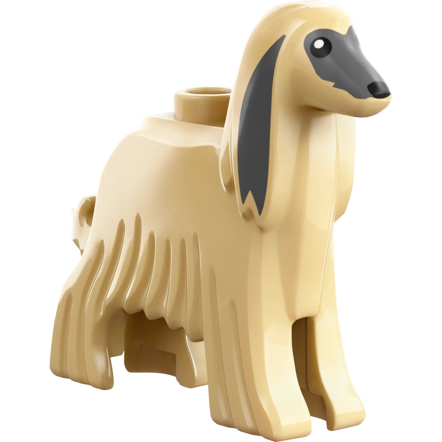 Part 5189pb01 - Dog, Afghan Hound with Dark Bluish Gray Face and Ears, Black Eyes and Nose, and White Pupils Pattern