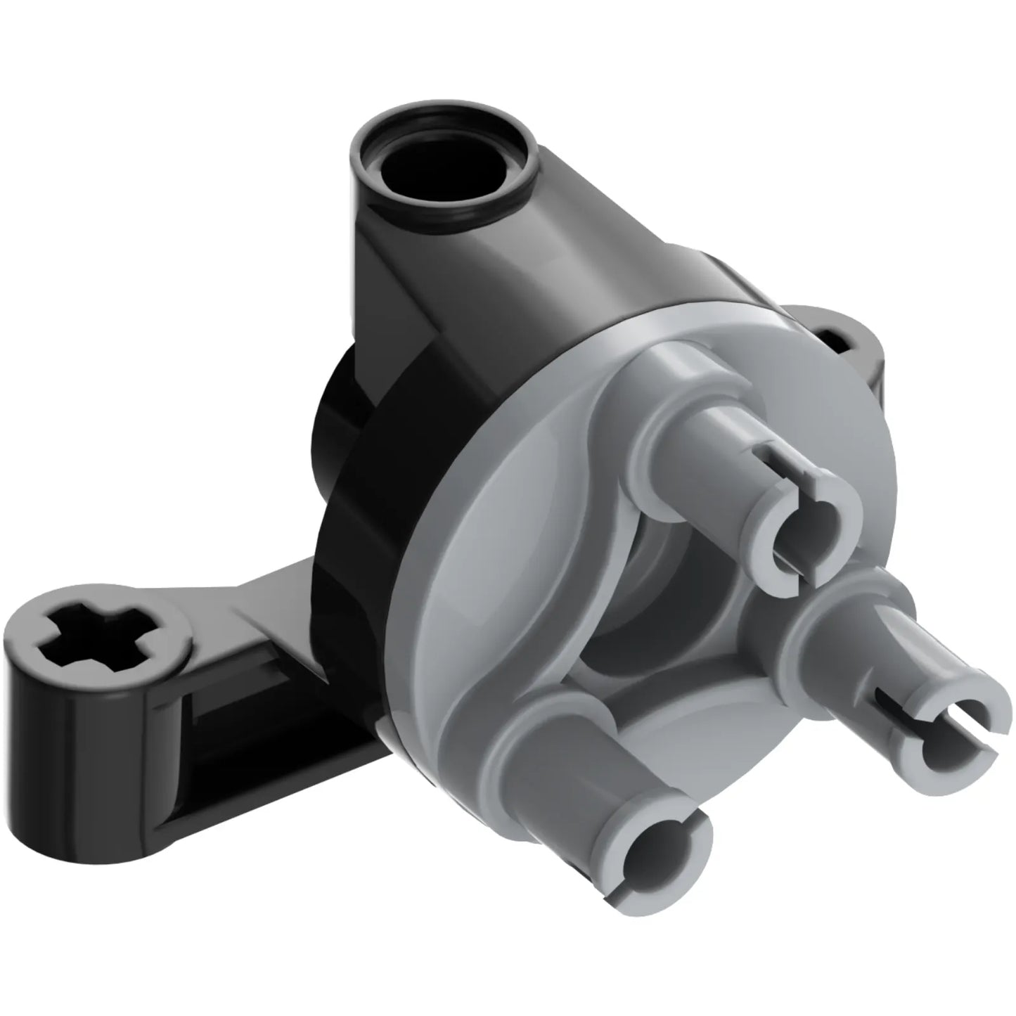 Part 65766c01 - Technic, Steering Axle with 2 Pin Holes and 2 Arms with Axle Holes without Slots (Reinforced) with Dark Bluish Gray Wheel Hub 3 Pins Round (65766 / 92909)