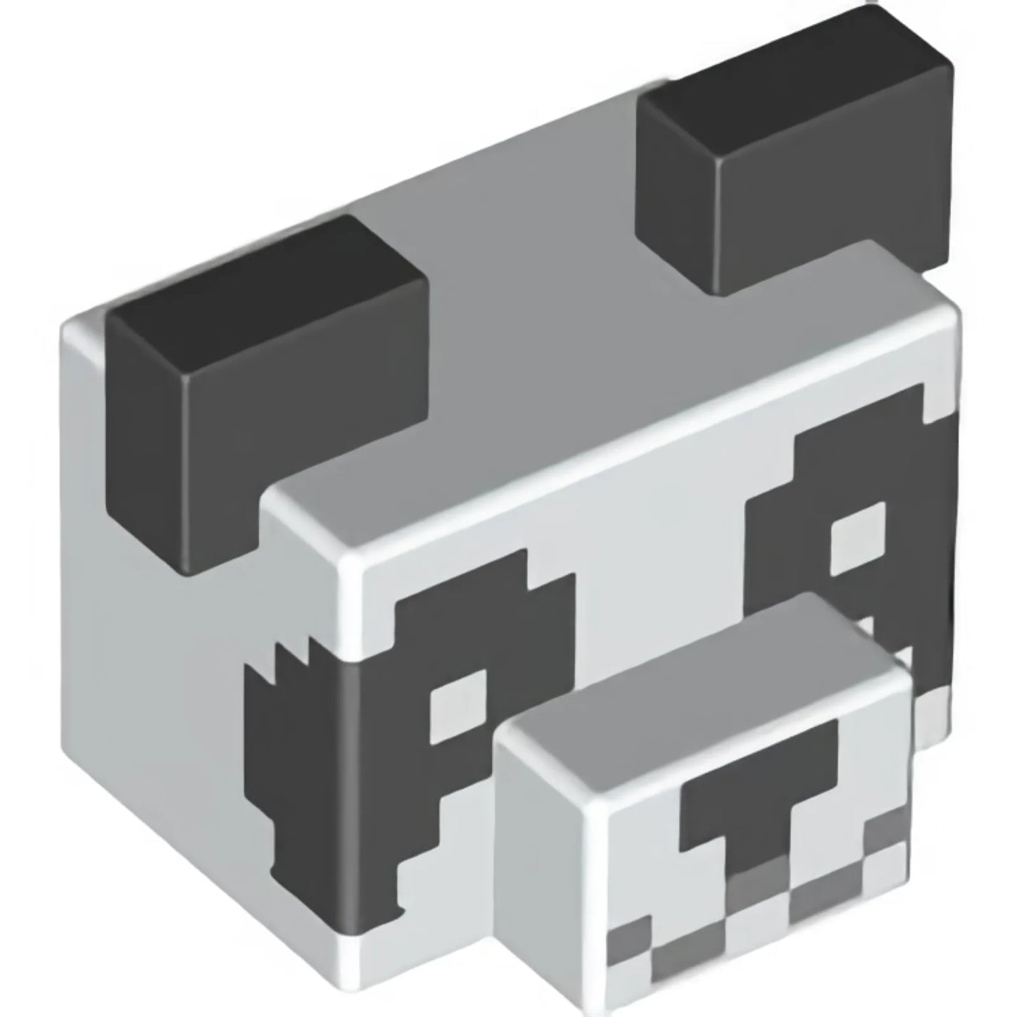 Part 66219pb01 - Creature Head Pixelated with Muzzle and Large Ears with Molded Black Ears, Eyes, and Nose and Printed Light Bluish Gray Mouth Pattern (Minecraft Panda)