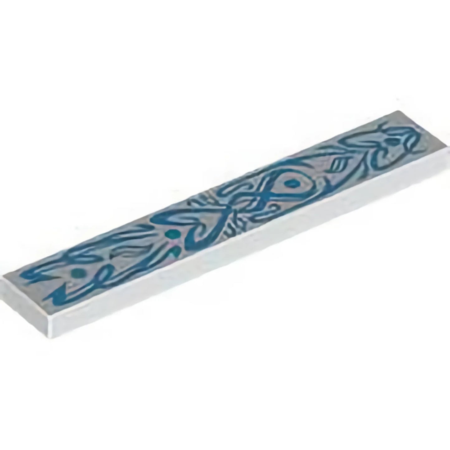 Part 6636pb362 - Tile 1 x 6 with Dark Azure Flowery Filigree with Dots and Curved Lines Pattern