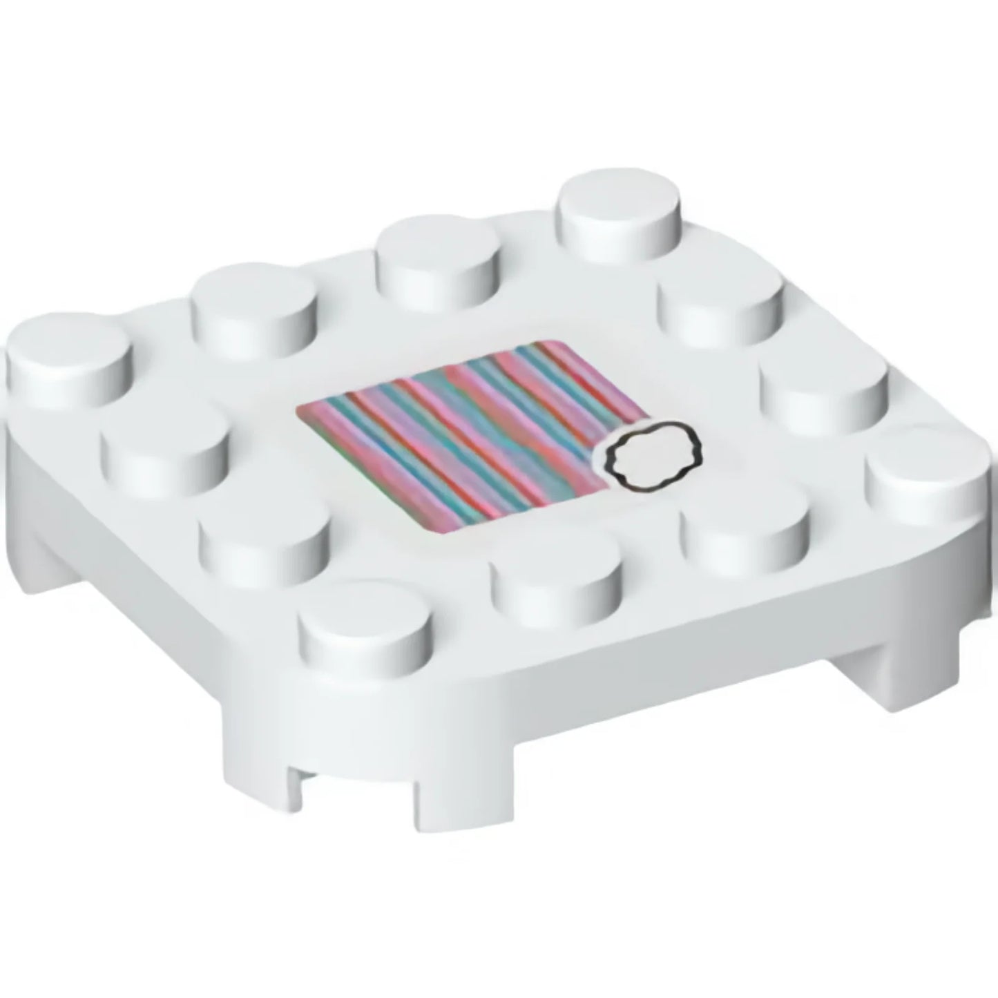 Part 66792pb001 - Plate, Modified 4 x 4 with Rounded Corners and 4 Feet with Super Mario Scanner Code Cloud Pattern (Sticker) - Set 71360