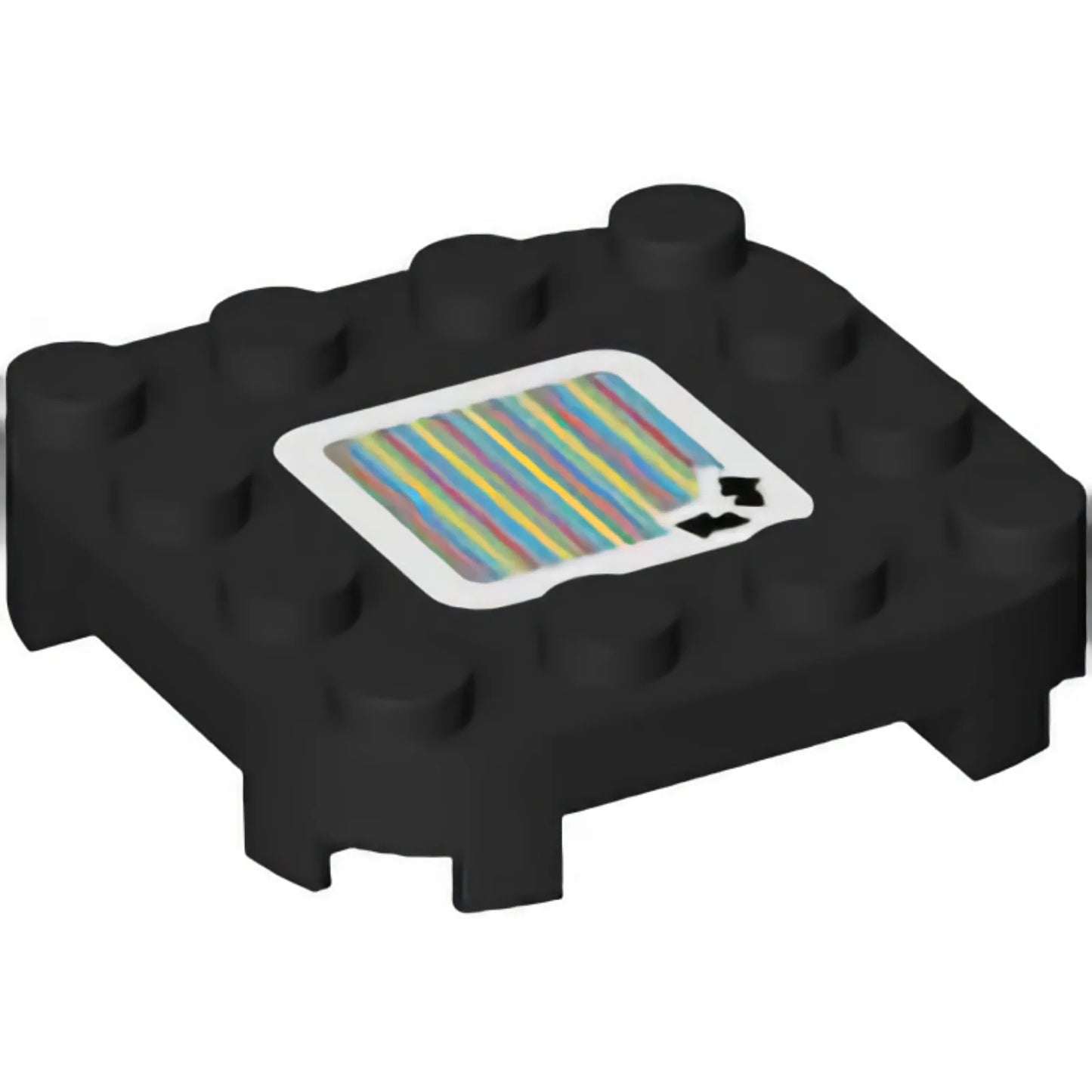 Part 66792pb004 - Plate, Modified 4 x 4 with Rounded Corners and 4 Feet with Super Mario Scanner Code 2 Arrows Pattern (Sticker) - Set 71369