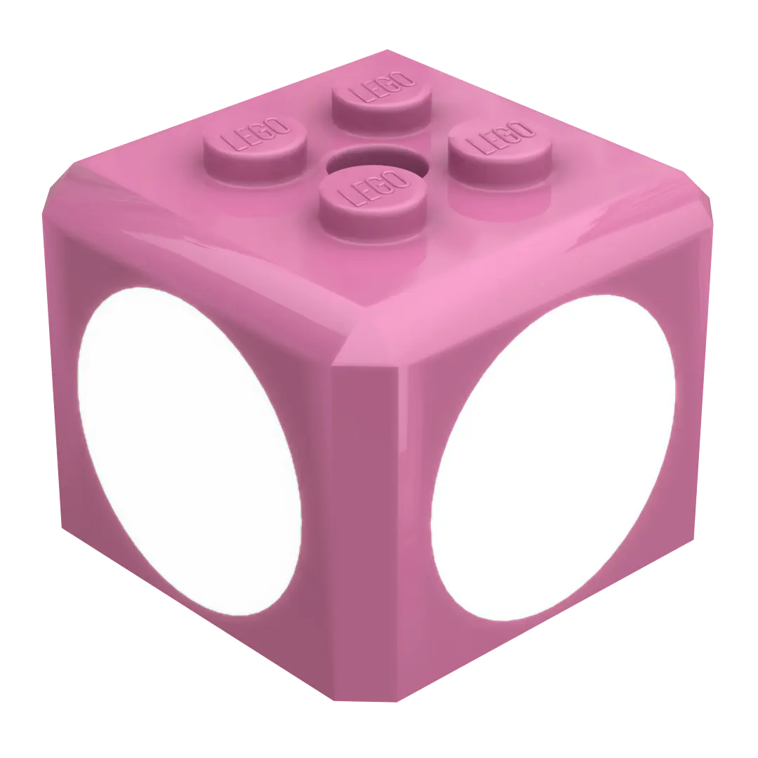 Part 66855pb01 - Brick, Modified Cube, 4 Studs on Top with White Circle Pattern on All Sides (Super Mario 1-Up Mushroom / Super Mushroom / Toadette Cap)