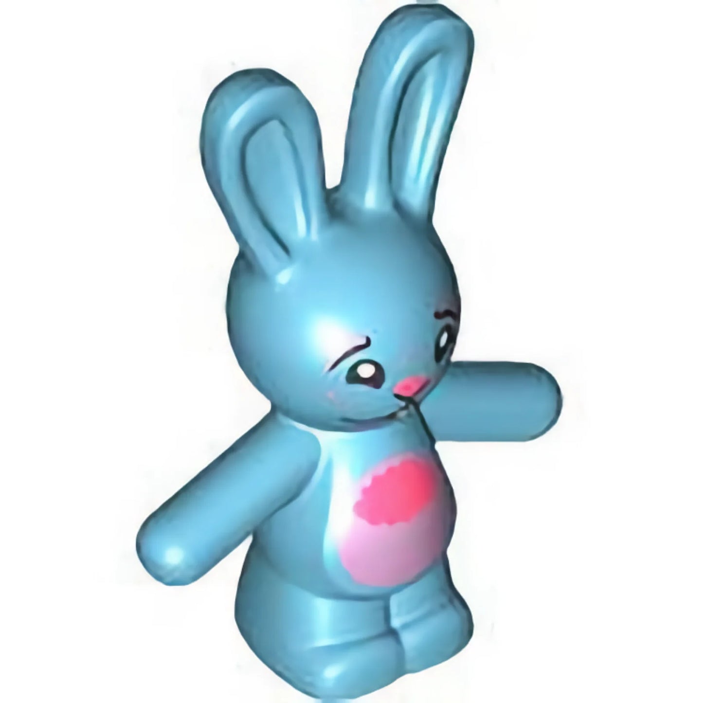 Part 66965pb02 - Bunny / Rabbit Standing with Coral and Metallic Pink Nose and Stomach, Dots and Stars on Face, White Teeth Pattern (Bunchu)