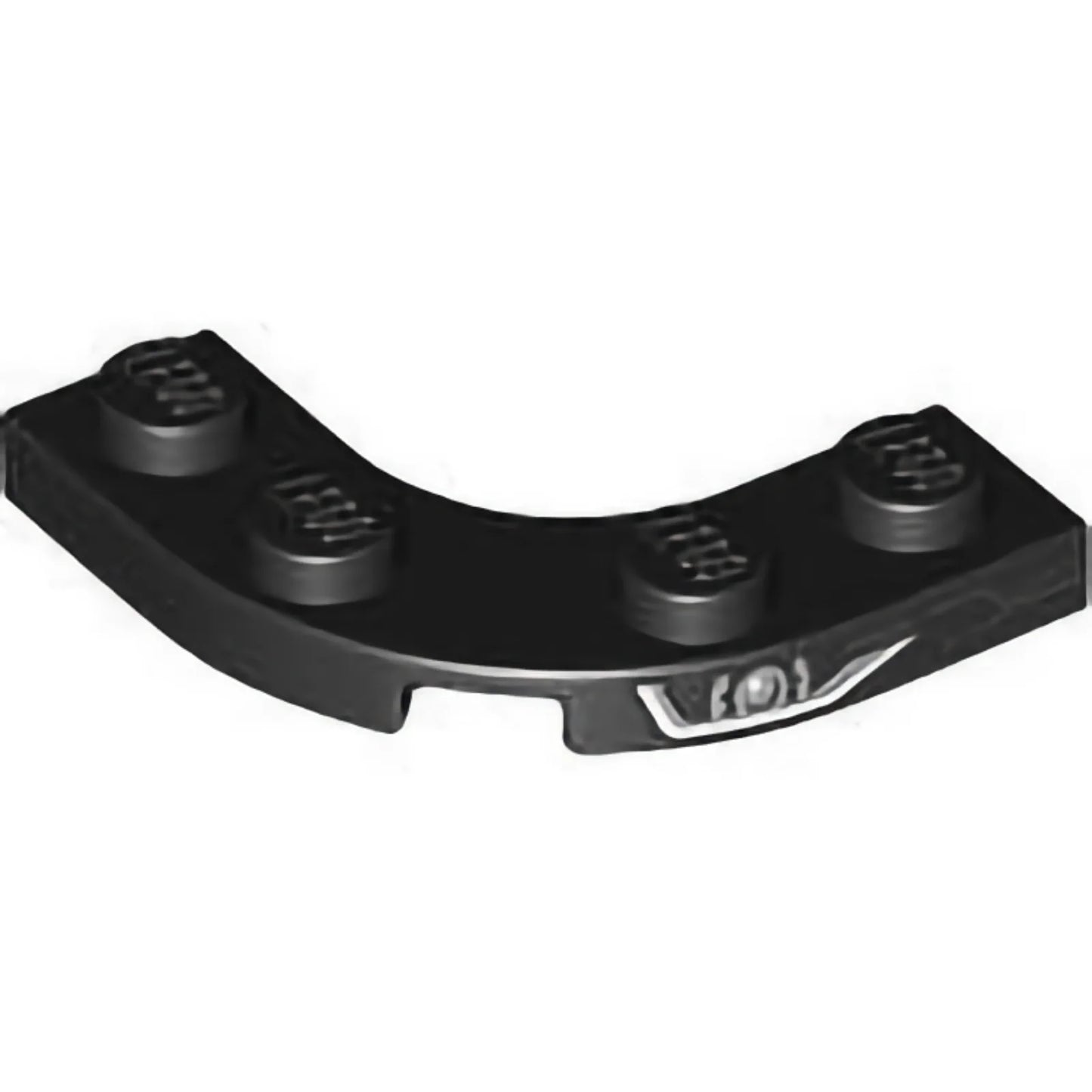 Part 68568pb01R - Plate, Round Corner 3 x 3 with 2 x 2 Curved Cutout with Silver and White Headlight and Dark Silver Grille Lines Pattern Model Right Side