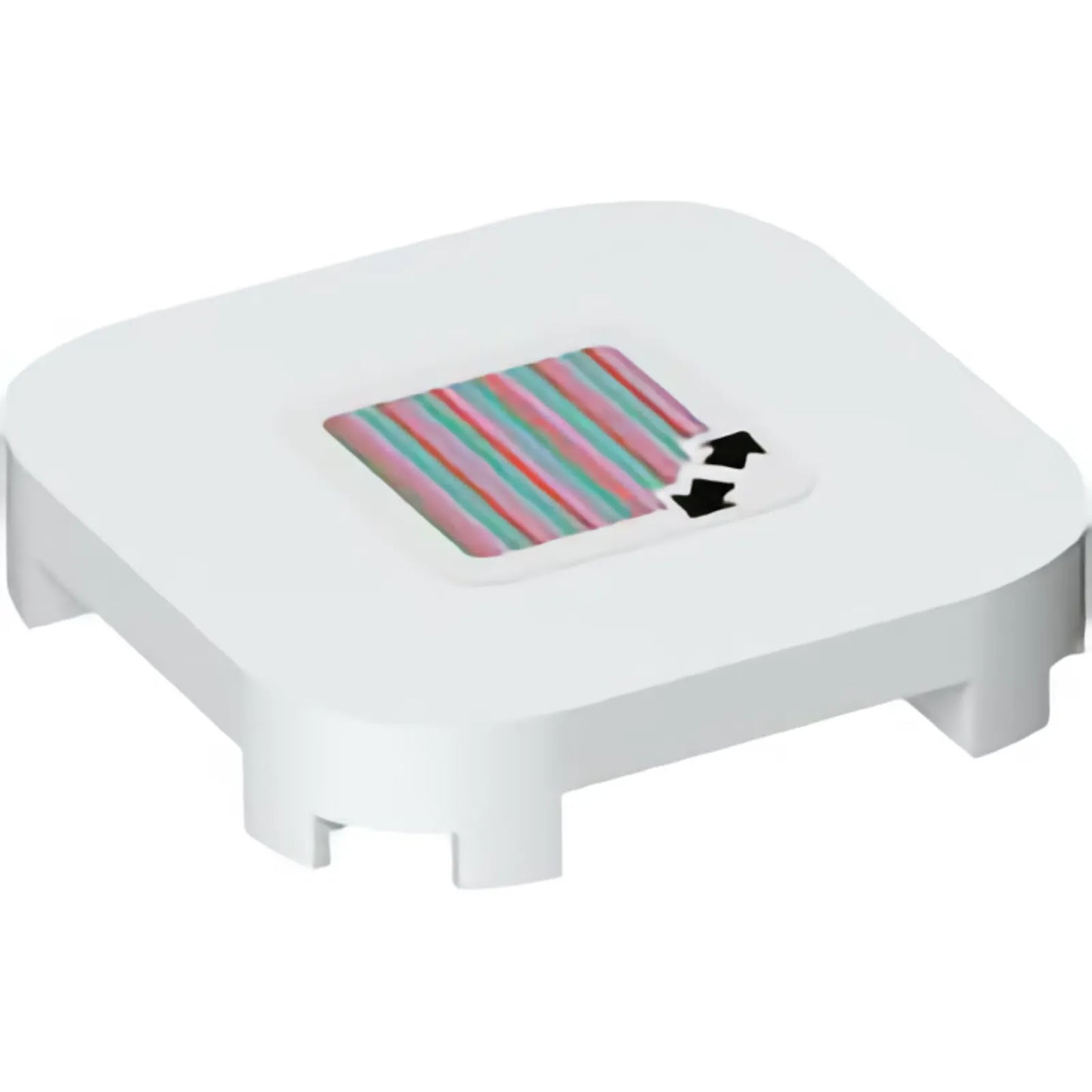 Part 68869pb001 - Tile, Modified 4 x 4 with Rounded Corners and 4 Feet with Super Mario Scanner Code Double Arrows Pattern (Sticker) - Set 71376