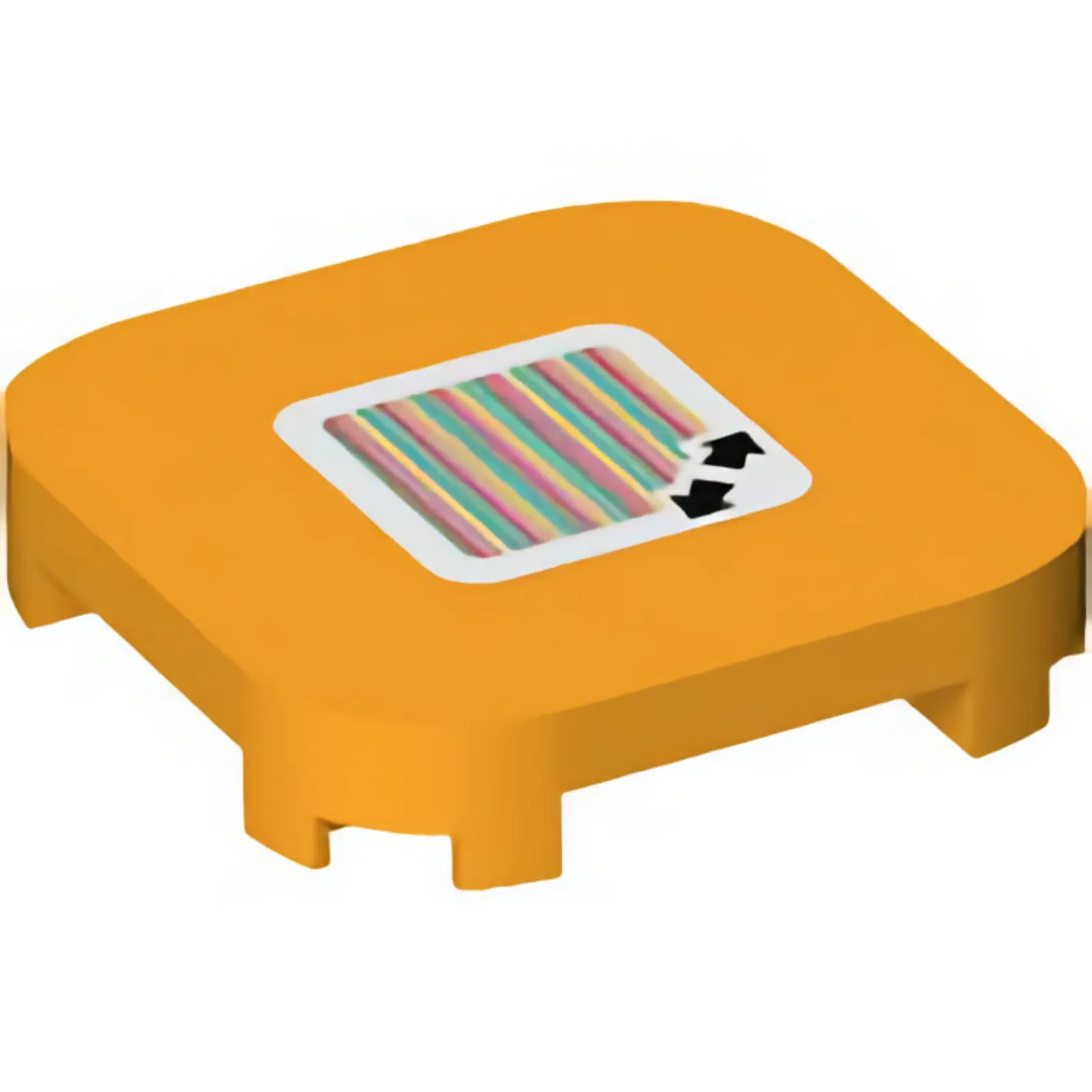 Part 68869pb003 - Tile, Modified 4 x 4 with Rounded Corners and 4 Feet with Super Mario Scanner Code Double Arrows Pattern (Sticker) - Sets 71364 / 71368