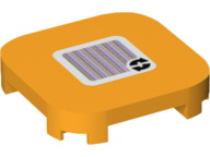 Part 68869pb005 - Tile, Modified 4 x 4 with Rounded Corners and 4 Feet with Super Mario Scanner Code 2 Arrows Cycle Pattern (Sticker) - Set 71368