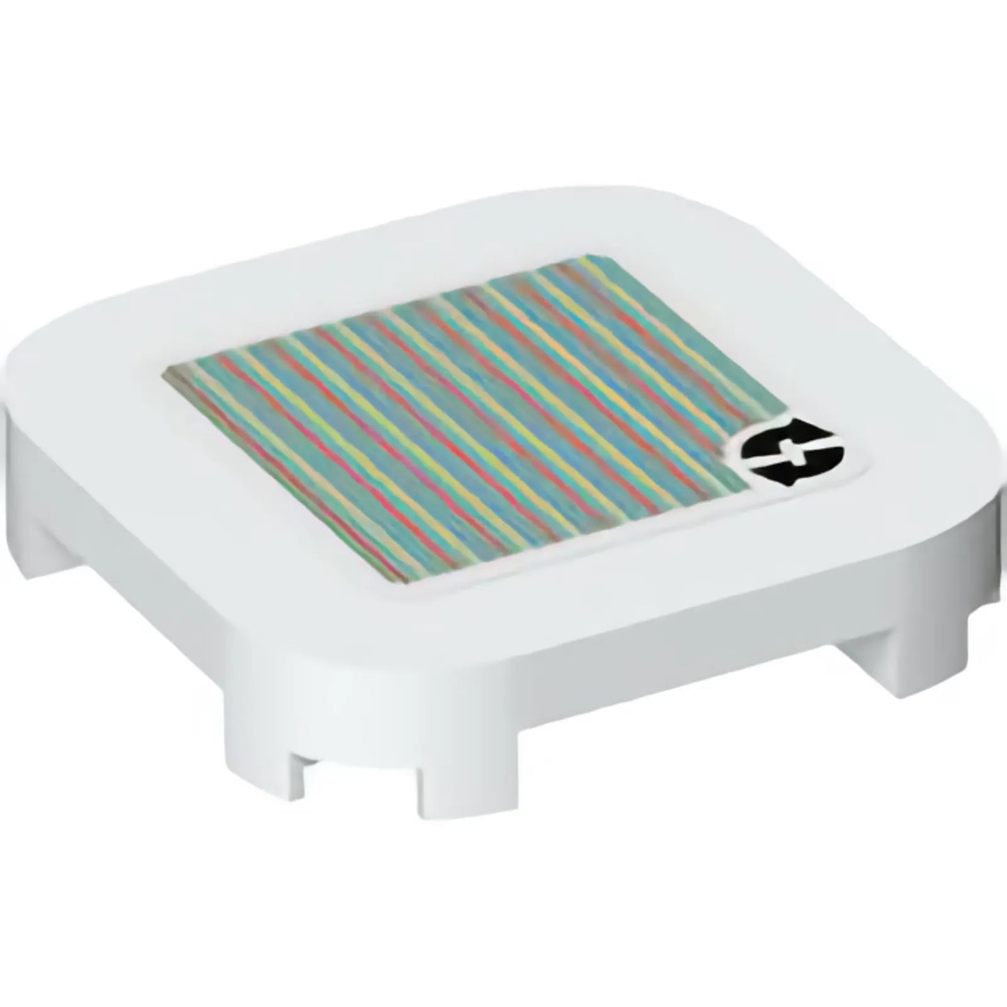 Part 68869pb009 - Tile, Modified 4 x 4 with Rounded Corners and 4 Feet with Super Mario Scanner Code 2 Arrows Cycle Pattern (Sticker) - Set 71389