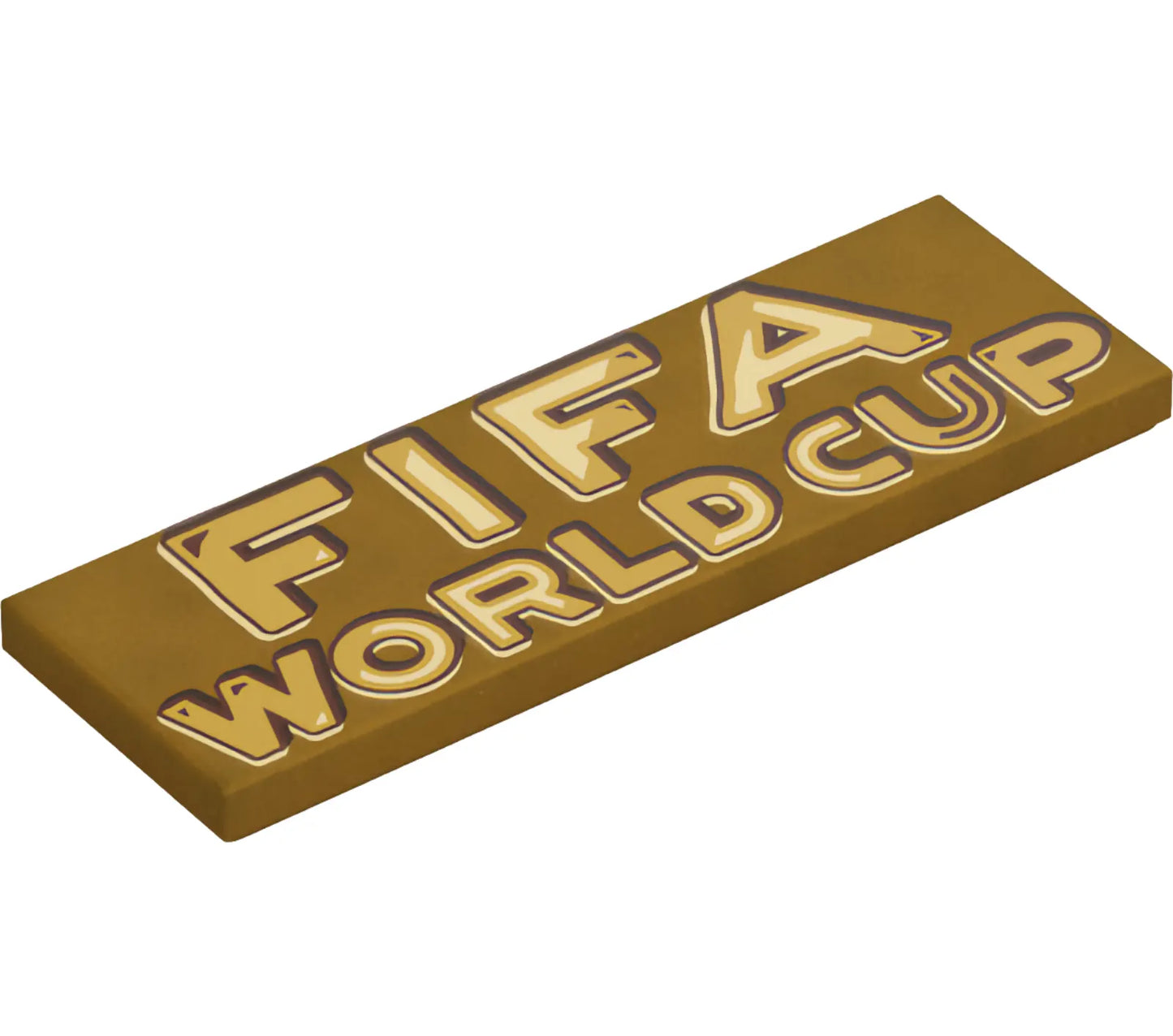 Part 69729pb232 - Tile 2 x 6 with Gold, White and Reddish Brown 'FIFA WORLD CUP' Pattern