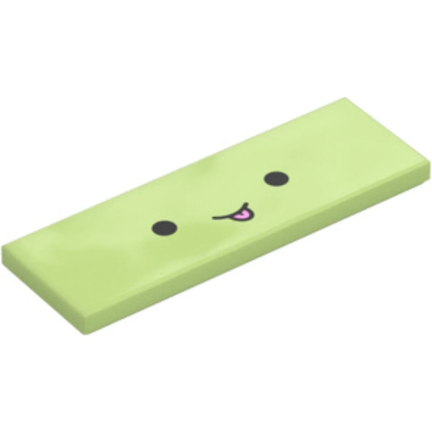 Part 69729pb251 - Tile 2 x 6 with Black Eyes and Grin with Bright Pink Tongue Pattern