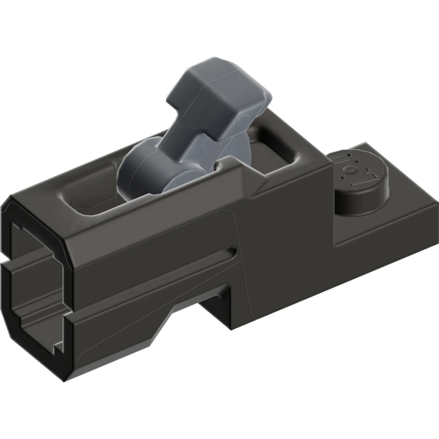 Part 69754c01 - Projectile Launcher, 1 x 2 Mini Blaster / Tile Shooter with Dark Bluish Gray Trigger (69754 / 69755)