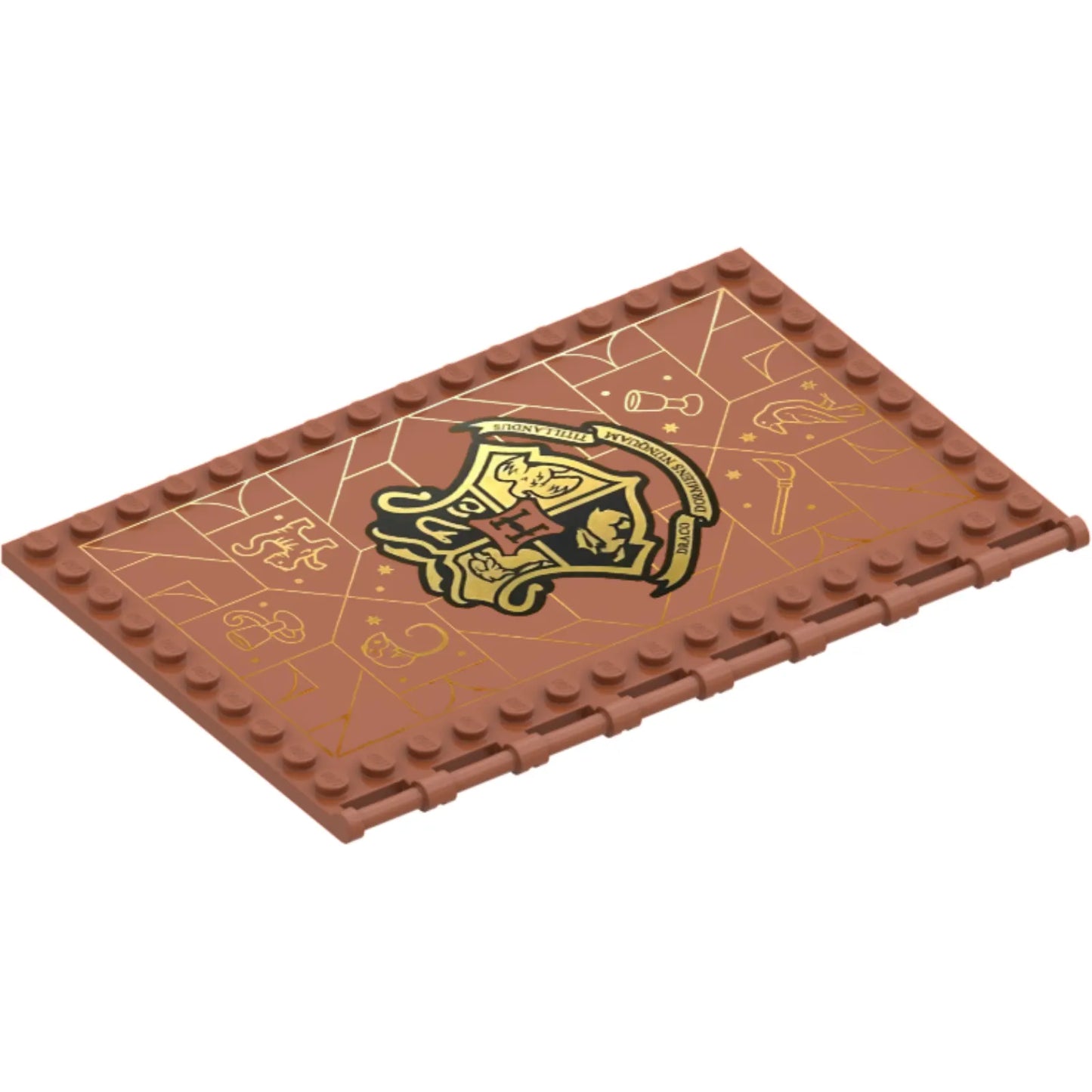 Part 69934pb003 - Tile, Modified 10 x 16 with Studs on Edges and Bar Handles with Hogwarts Transfiguration Class Pattern