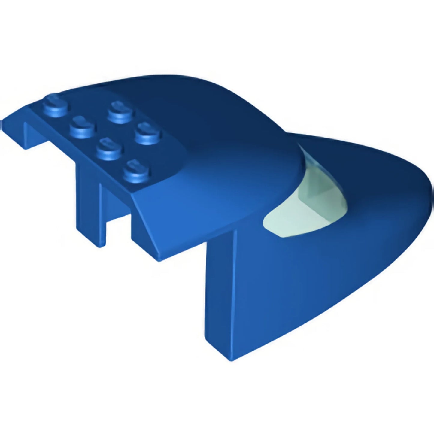 Part 69953c02 - Aircraft Fuselage Forward Top Curved 6 x 10 x 4 with 2 Window Panes and Trans-Light Blue Glass