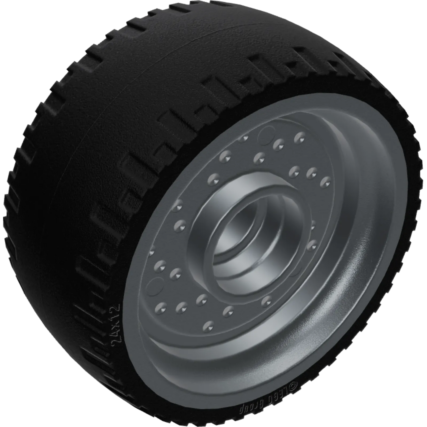 Part 72206pb01 - Wheel 24 x 12 with Pin Hole with Molded Black Hard Rubber Tire Pattern