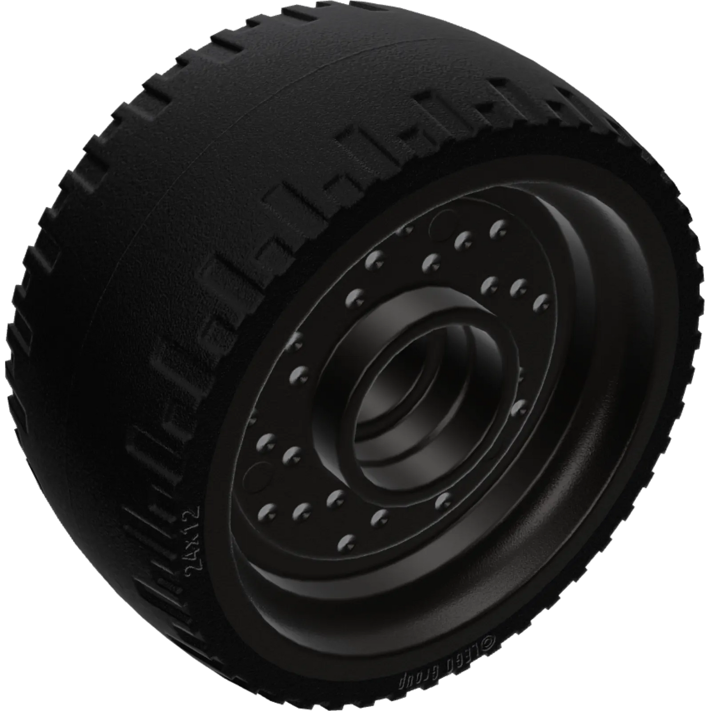 Part 72206pb01 - Wheel 24 x 12 with Pin Hole with Molded Black Hard Rubber Tire Pattern