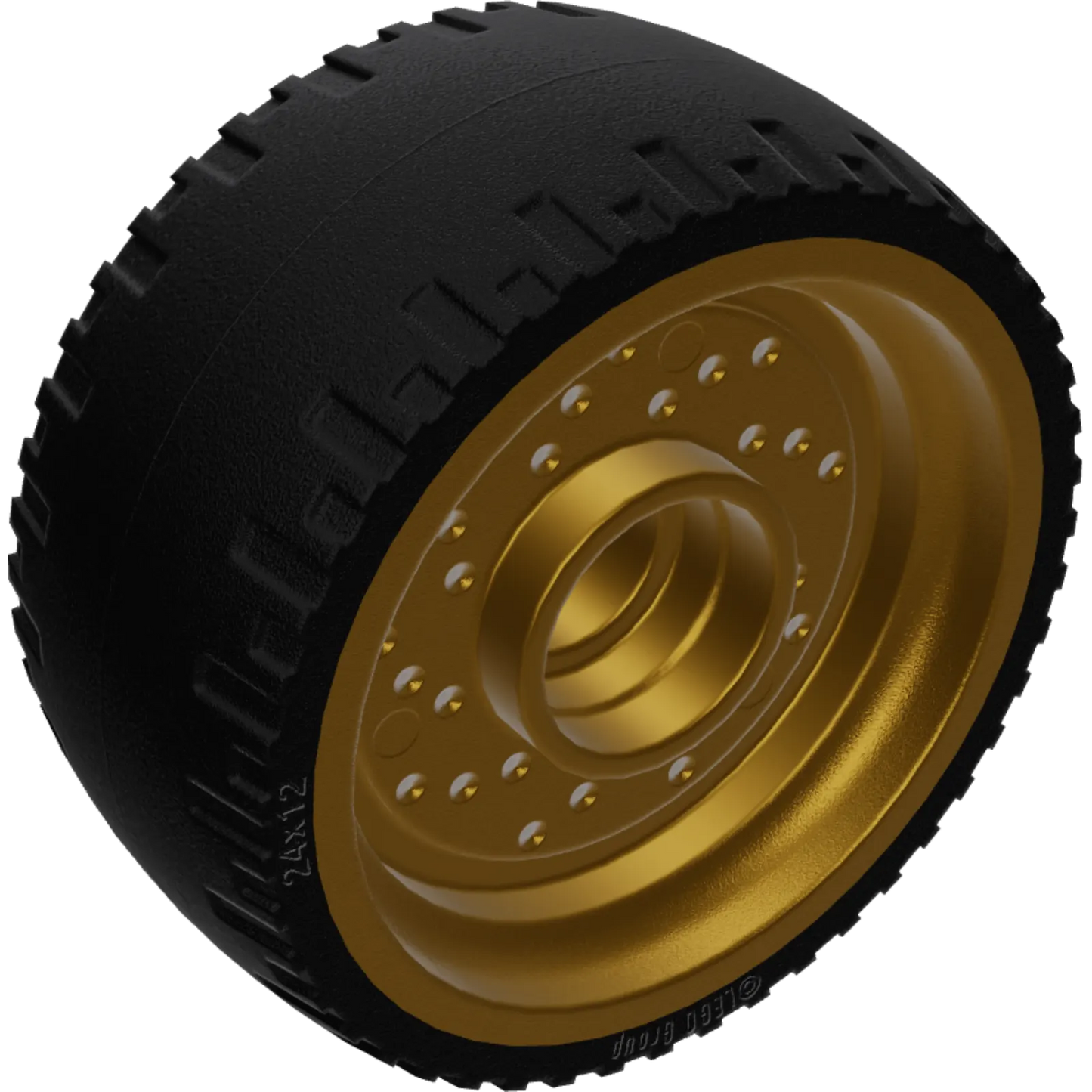 Part 72206pb01 - Wheel 24 x 12 with Pin Hole with Molded Black Hard Rubber Tire Pattern