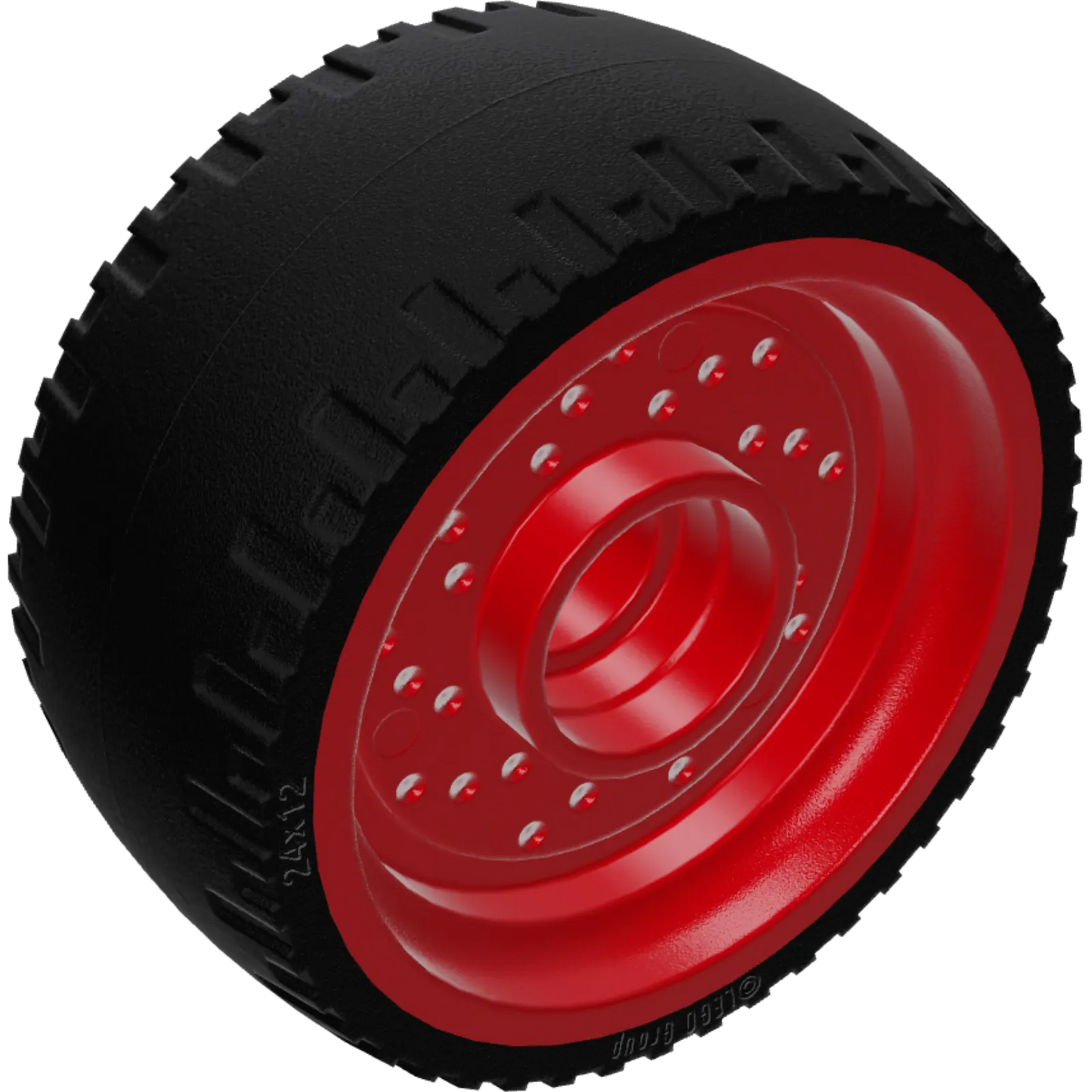 Part 72206pb01 - Wheel 24 x 12 with Pin Hole with Molded Black Hard Rubber Tire Pattern