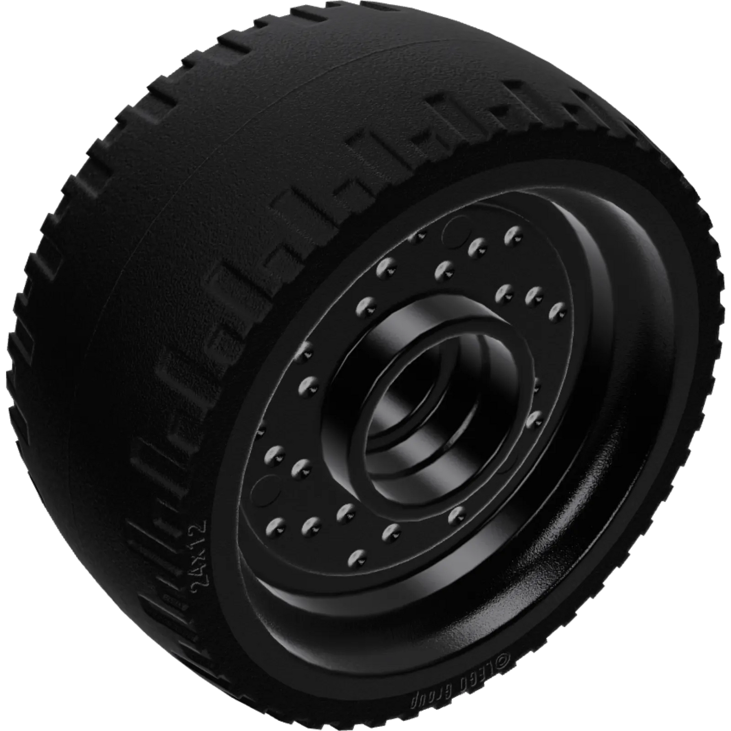 Part 72206pb01 - Wheel 24 x 12 with Pin Hole with Molded Black Hard Rubber Tire Pattern