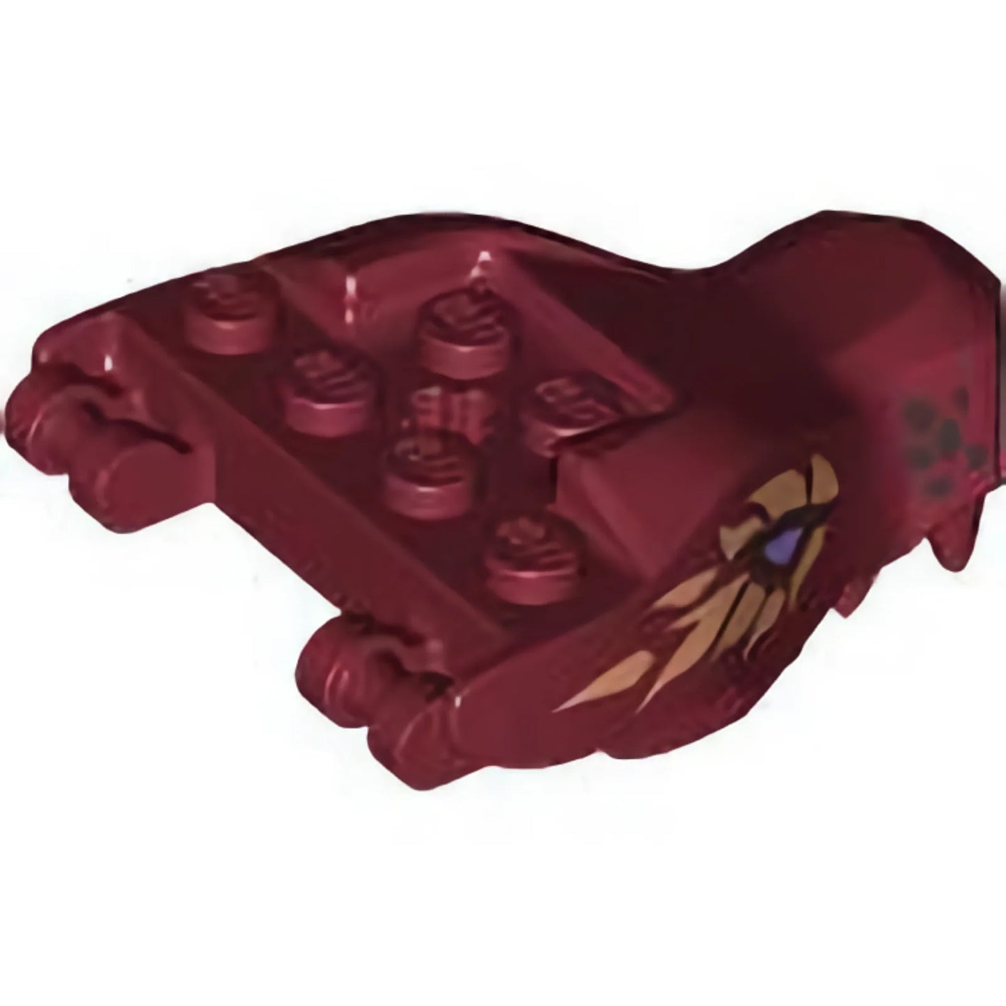 Part 72362pb07 - Dragon Head (Ninjago) Jaw with 2 Bar Handles on Back with Lavender Eyes and Nougat Scales Pattern