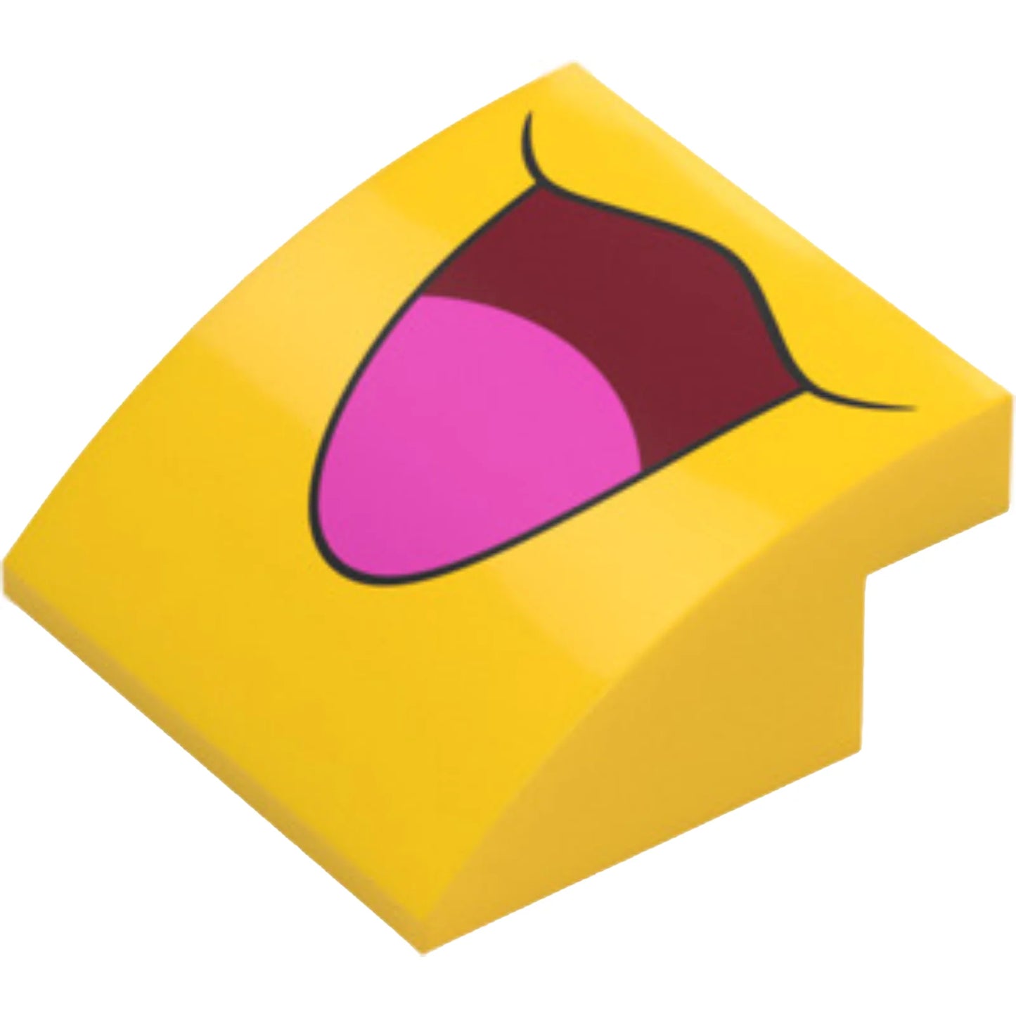 Part 7249pb001 - Slope, Curved 4 x 4 x 1 2/3 with Dark Red and Black Mouth Smile and Dark Pink Tongue Pattern (Pokémon Pikachu Mouth)