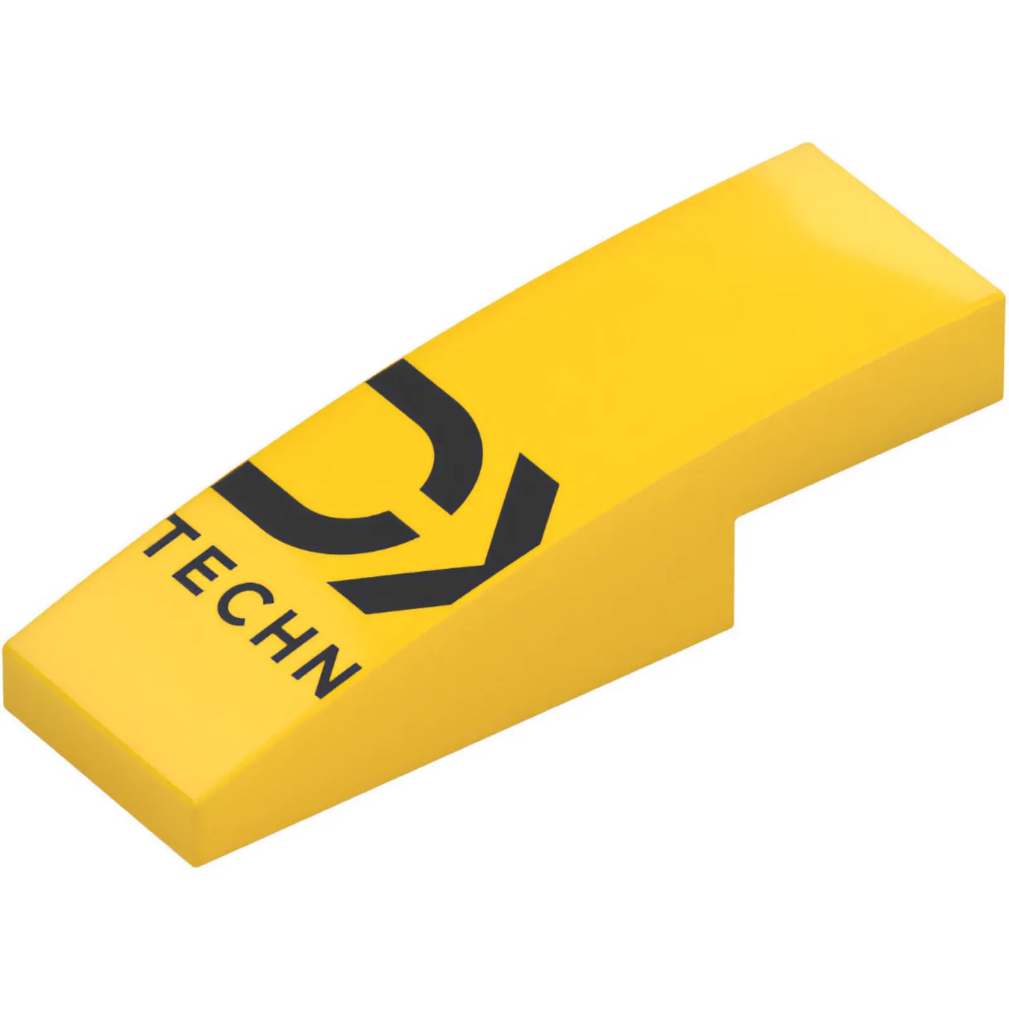 Part 7302pb01L - Slope, Curved 3 x 1 x 2/3 with Black 'DX' and 'TECHN' (DXC Technology) Logo Pattern Model Left Side