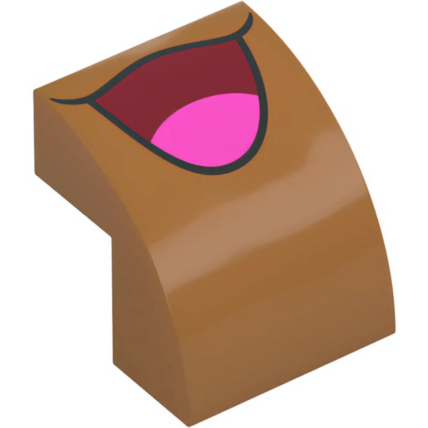 Part 7527pb001 - Slope, Curved 2 x 2 x 1 2/3 with Dark Red and Black Mouth Smile and Dark Pink Tongue Pattern (Pokémon Eevee Mouth)