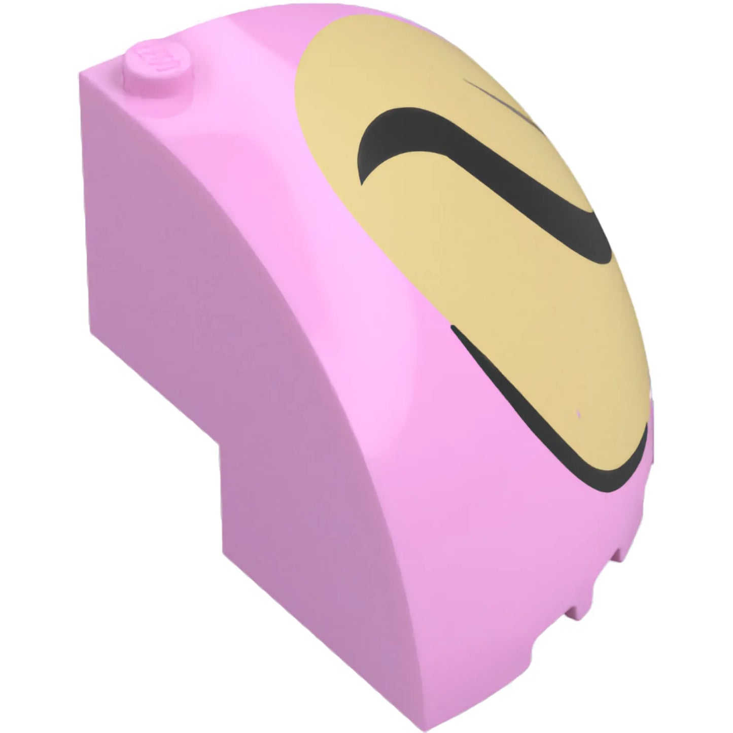 Part 76776pb003L - Brick, Round Corner 5 x 5 x 3 1/3 Dome Top with Tan Patch, Black Eyebrow and Eye Closed Pattern Model Left Side