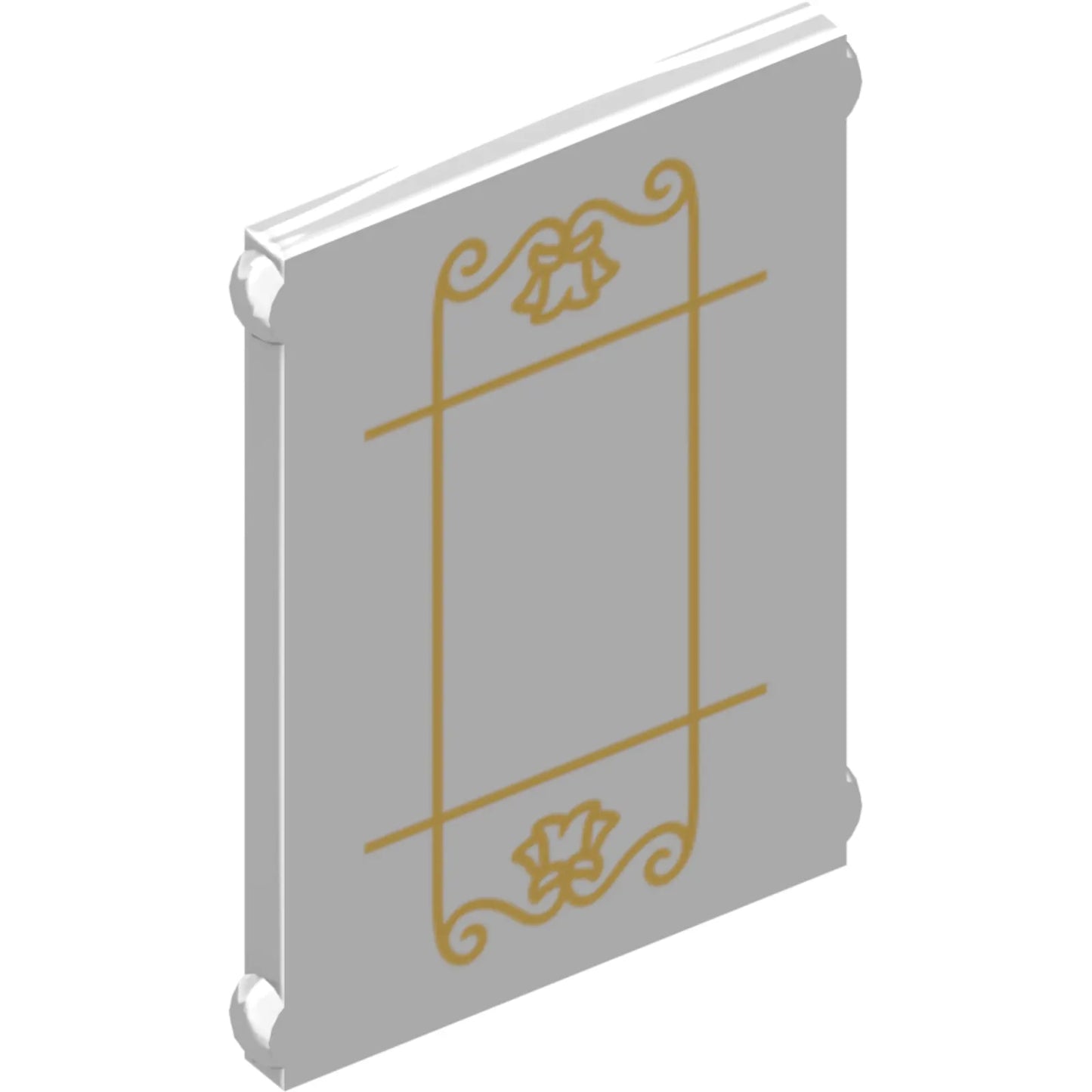 Part 7757pb001 - Glass for Window 1 x 3 x 2 Flat Front with Gold Lattice, Flowers and Filigree Pattern