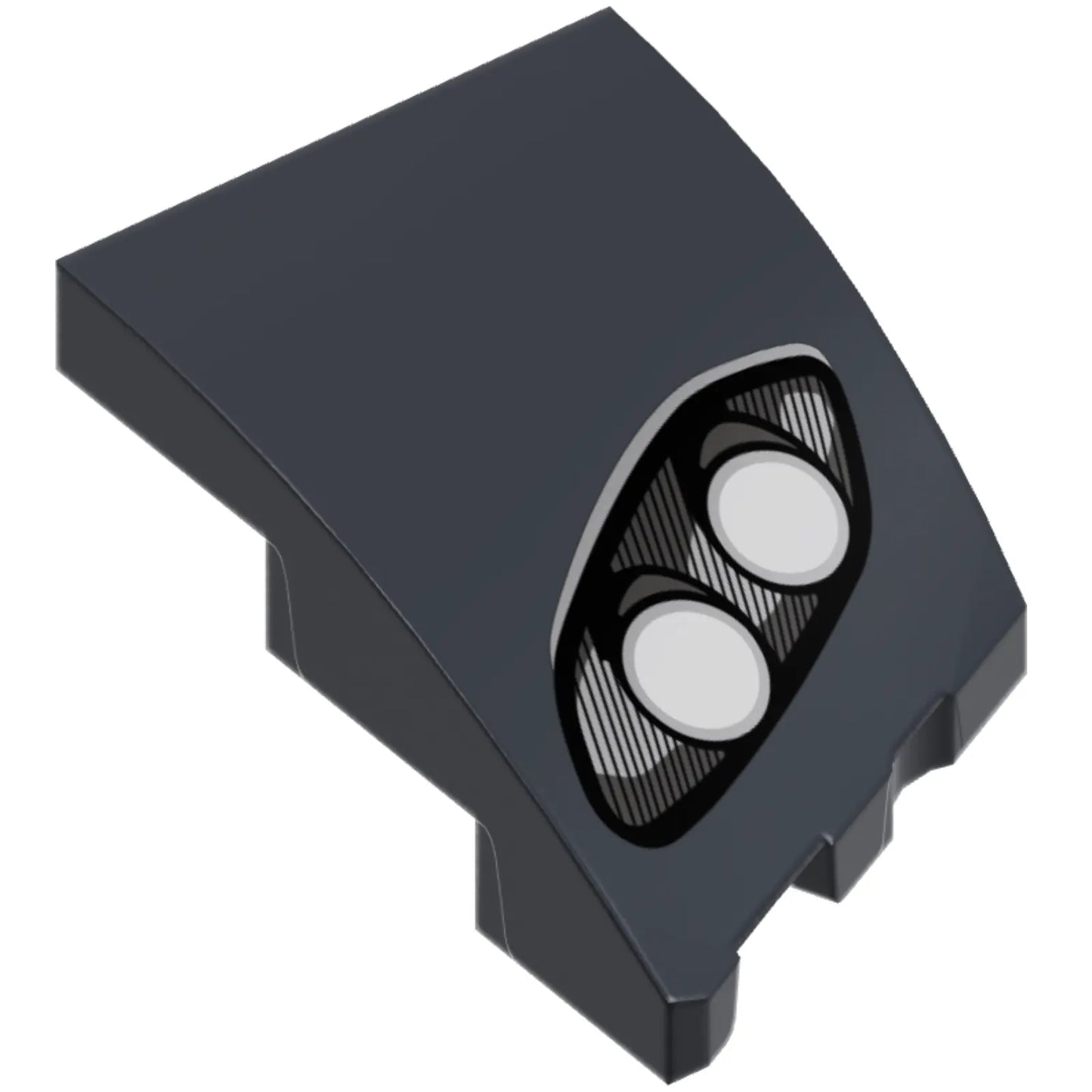 Part 80177pb003 - Wedge 3 x 2 Left No Studs with Aston Martin Car Headlight, Silver Lines, 2 White Bulbs Pattern