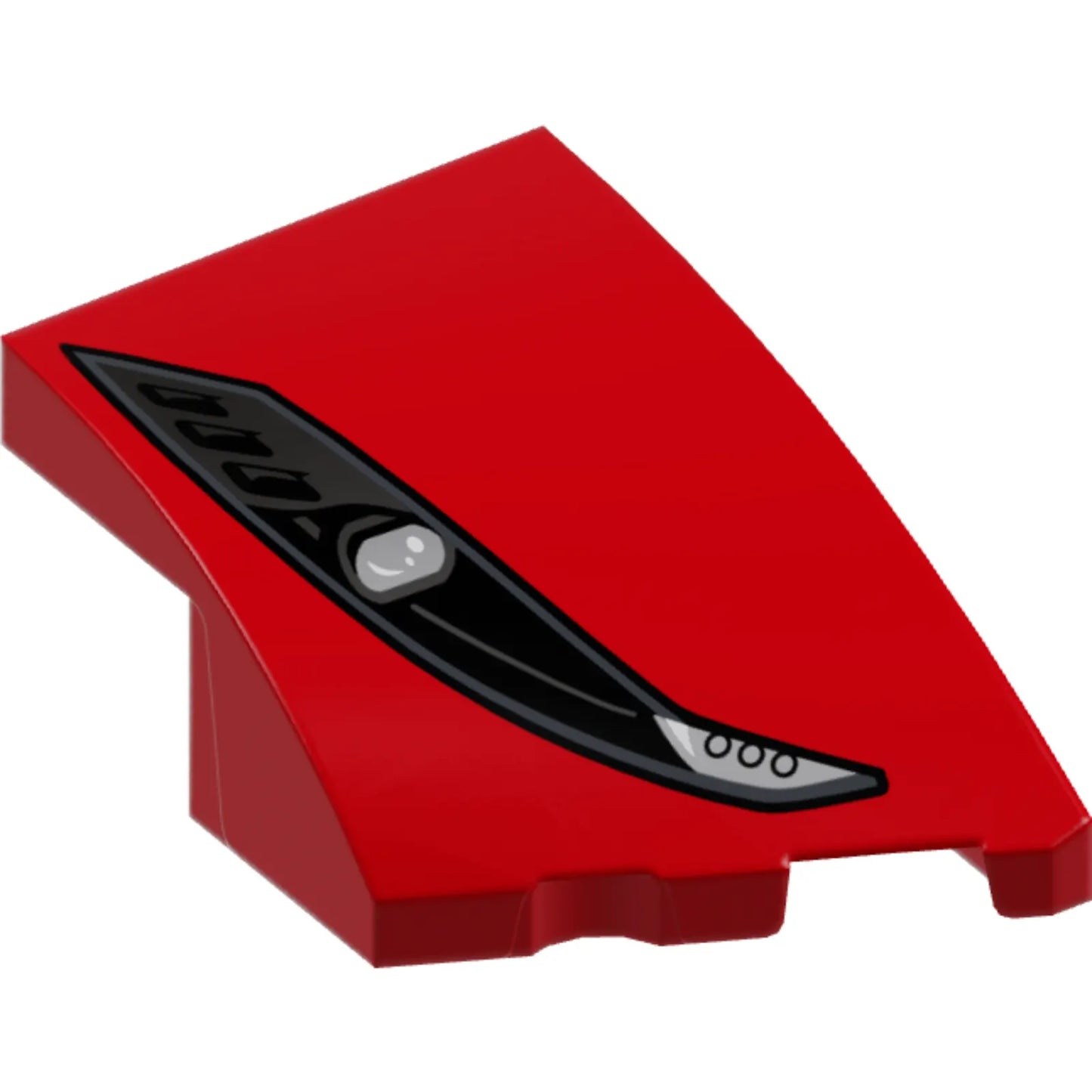 Part 80178pb005 - Wedge 3 x 2 Right No Studs with Ferrari Car Headlight, Black and Dark Silver Casing, Silver Bulb Pattern