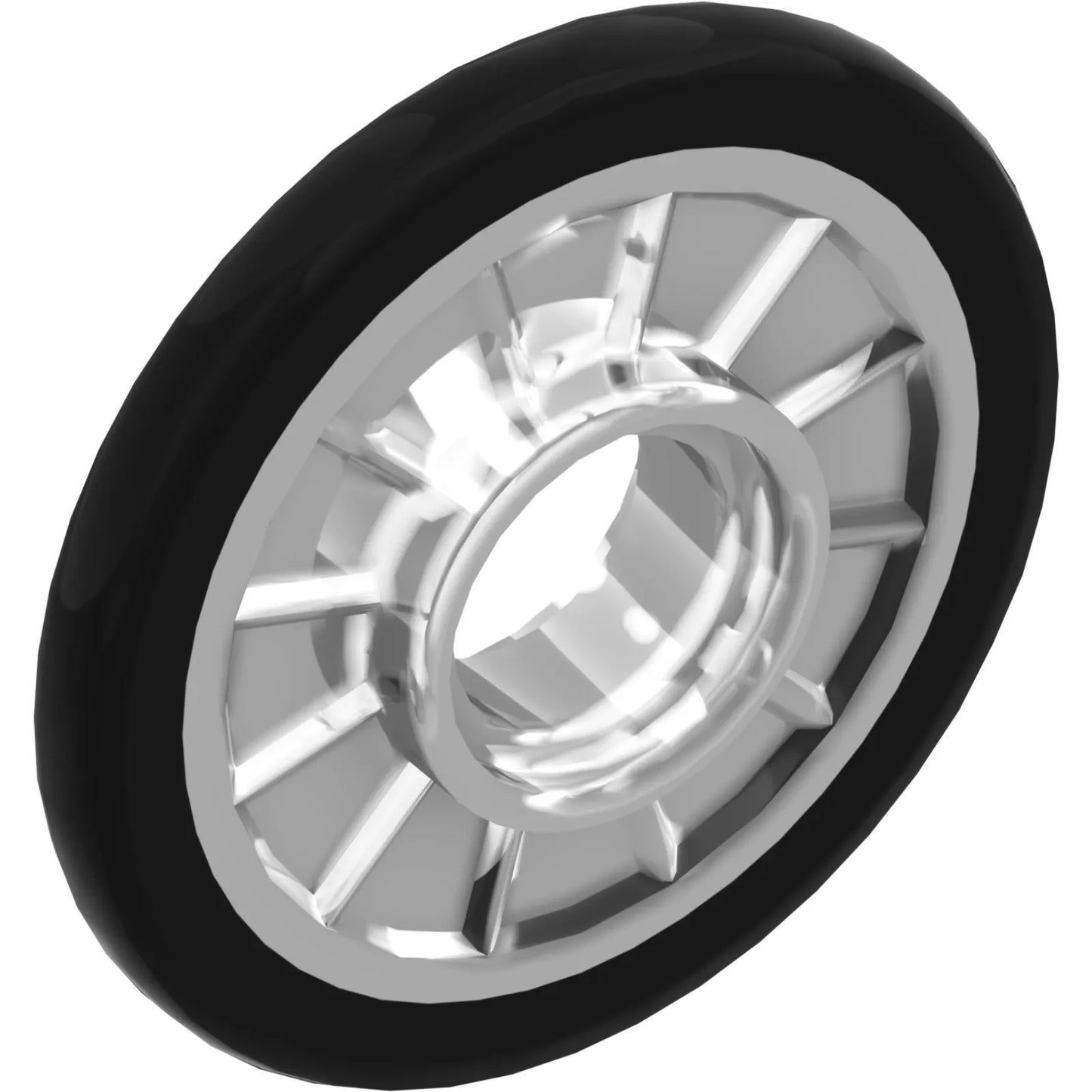Part 80441pb01 - Wheel Wheelchair with Technic Pin Hole with Molded Black Hard Rubber Tire Pattern