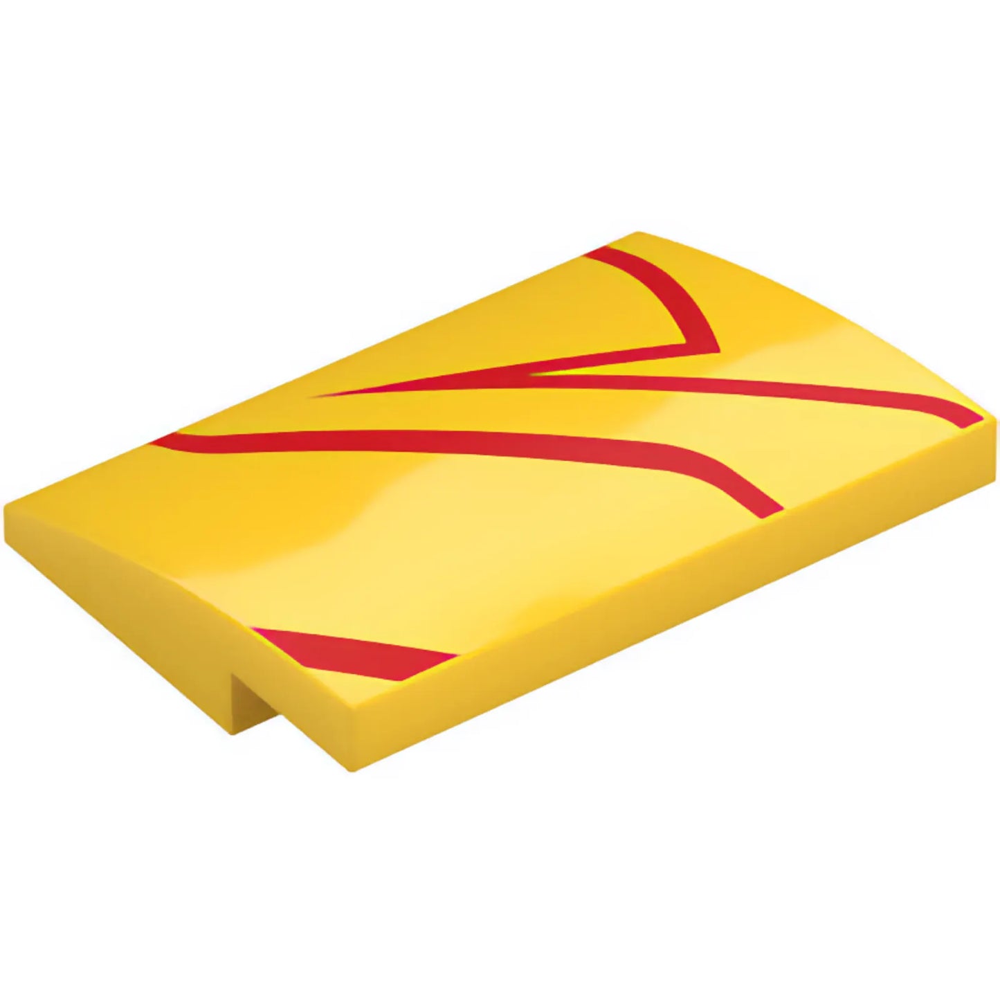 Part 8235pb001L - Slope, Curved 3 x 4 x 2/3 with Red Zigzag Stripes Pattern Model Left Side