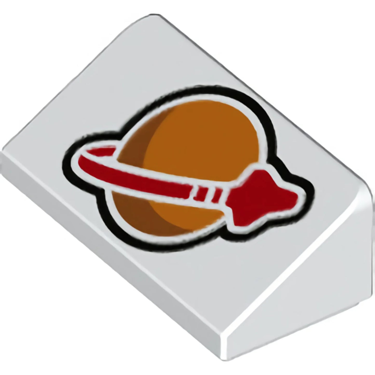 Part 85984pb374 - Slope 30 1 x 2 x 2/3 with Orange and Red Classic Space Logo Pattern