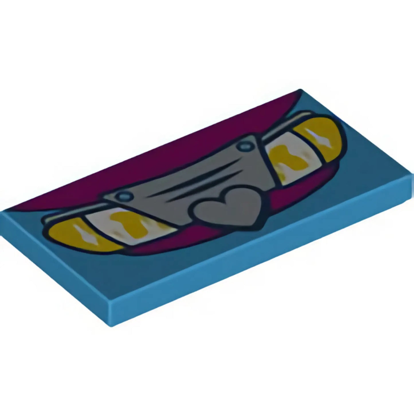 Part 87079pb0598 - Tile 2 x 4 with Car Front Grille with Heart and Lights Pattern