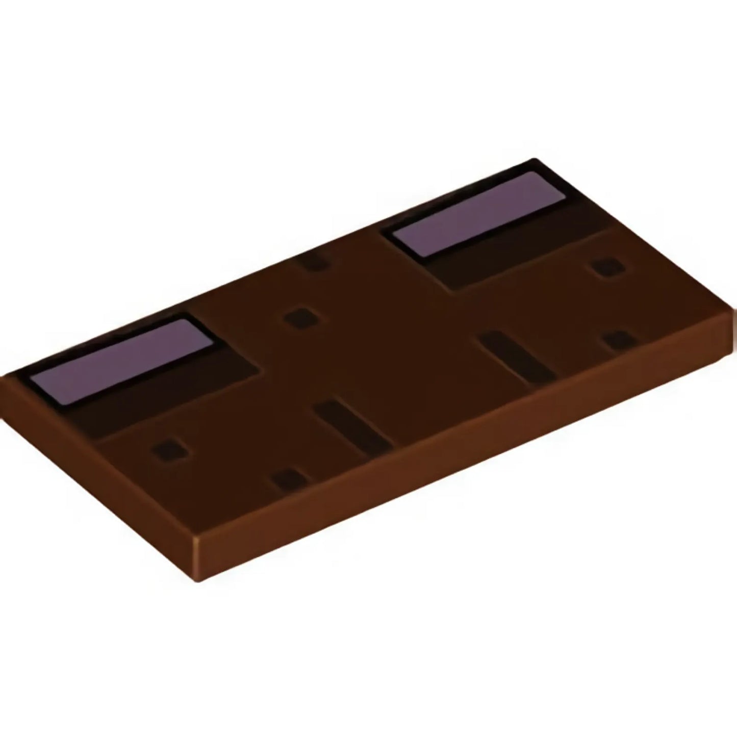 Part 87079pb0990 - Tile 2 x 4 with Bright Pink Rectangles and Dark Brown Pixelated Pattern (Minecraft Jungle Abomination Eyes)