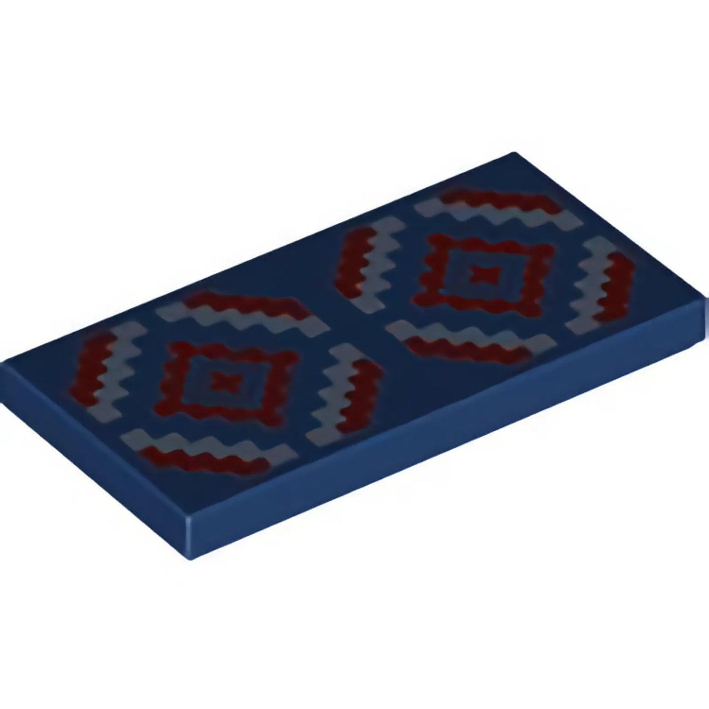 Part 87079pb1034 - Tile 2 x 4 with Dark Red and Medium Blue Geometric Rug Pattern