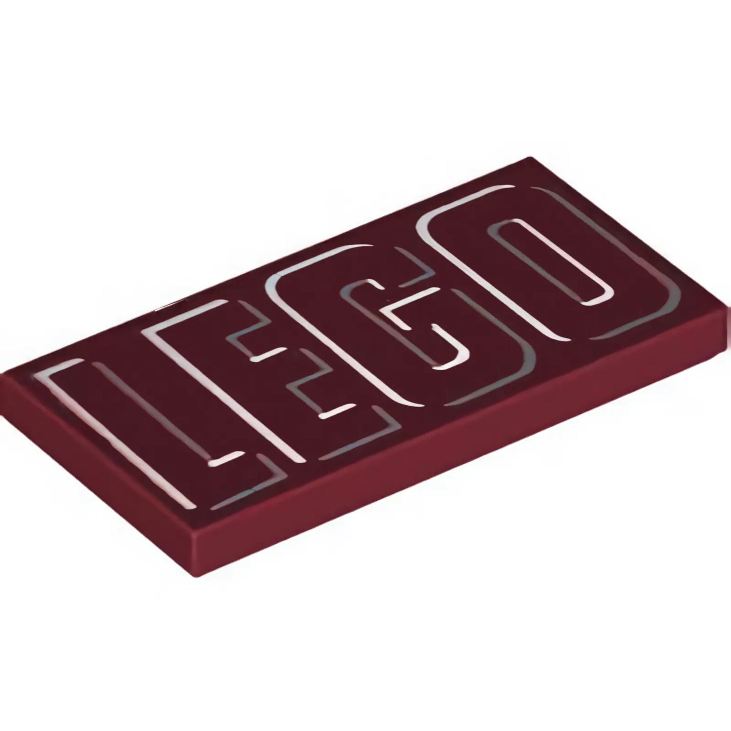 Part 87079pb1046 - Tile 2 x 4 with Silver and Dark Bluish Gray Outlined 'LEGO' Pattern