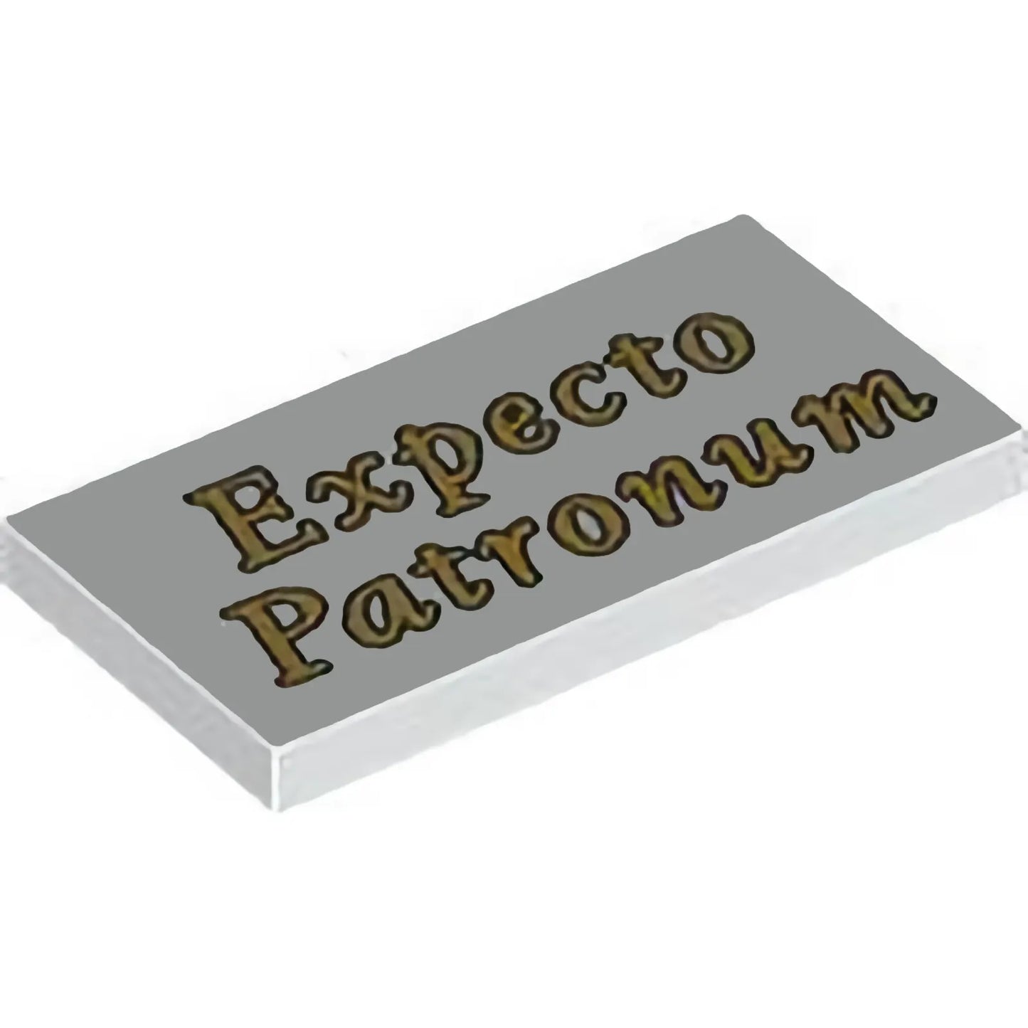 Part 87079pb1279 - Tile 2 x 4 with Gold 'Expecto Patronum' Pattern
