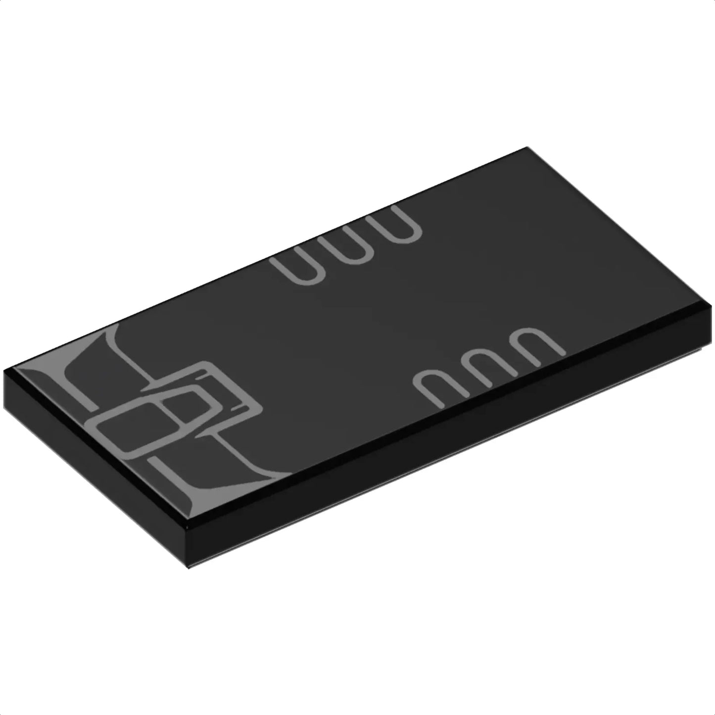 Part 87079pb1439 - Tile 2 x 4 with Dark Bluish Gray Curved Lines and Latch Pattern (Transformers Bumblebee Leg Joint)