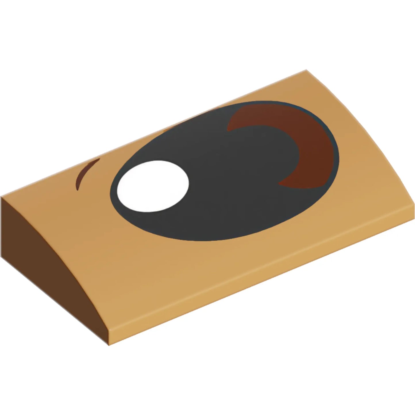 Part 88930pb209R - Slope, Curved 2 x 4 x 2/3 with Bottom Tubes with Black Eye, White Glint and Reddish Brown Pupil and Brow Pattern Model Right Side (Pokémon Eevee Eye)