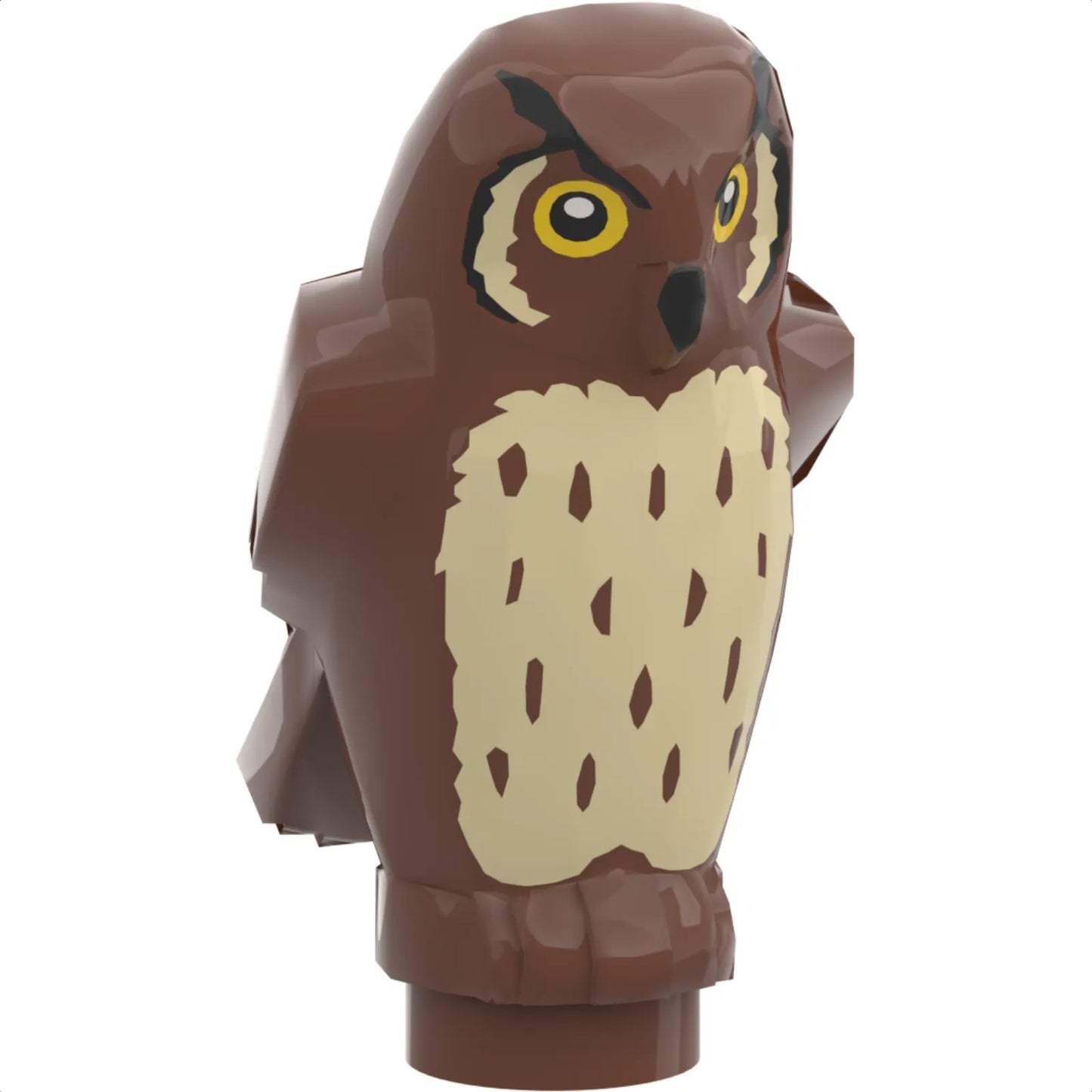 Part 92084pb01 - Owl, Angular Features with Black Beak, Yellow Eyes, and Tan Chest Feathers Pattern (HP Pigwidgeon)