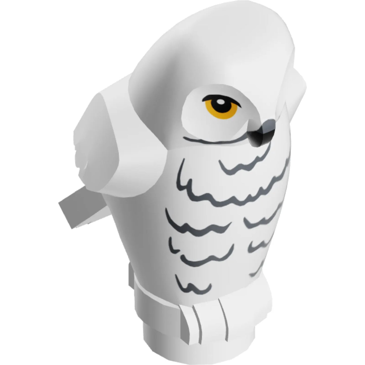 Part 92084pb03 - Owl, Angular Features with Black Beak, Yellow Eyes, and Light Bluish Gray Rippled Chest Feathers Pattern (HP Hedwig)