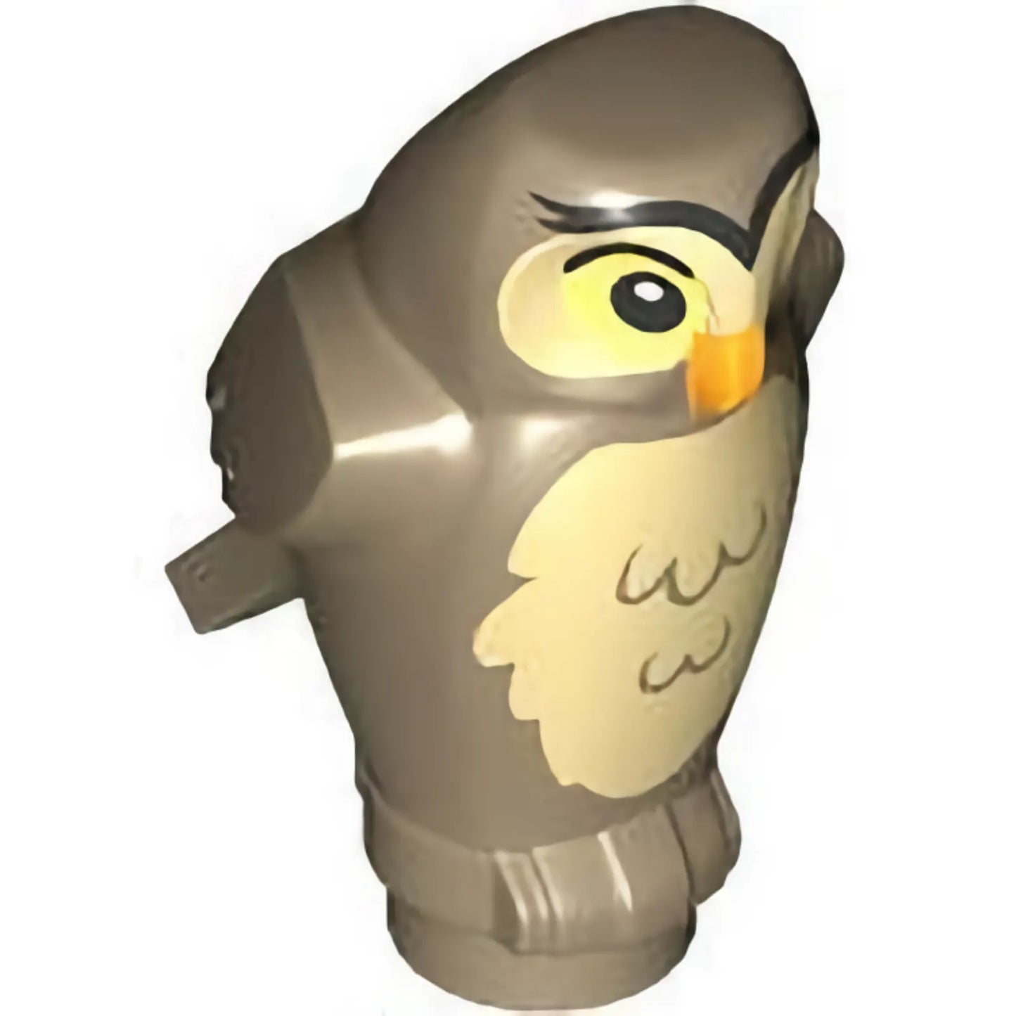 Part 92084pb07 - Owl, Angular Features with Bright Light Orange Beak, Black Eyes with Bright Light Yellow Outline, and Tan Chest Feathers Pattern