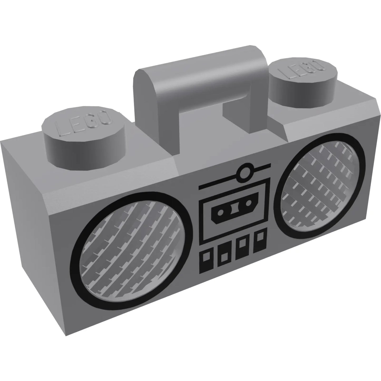 Part 93221pb03 - Minifigure, Utensil Radio Boom Box with Bar Handle with Black Cassette Player, Switches and Rimmed Speakers Pattern