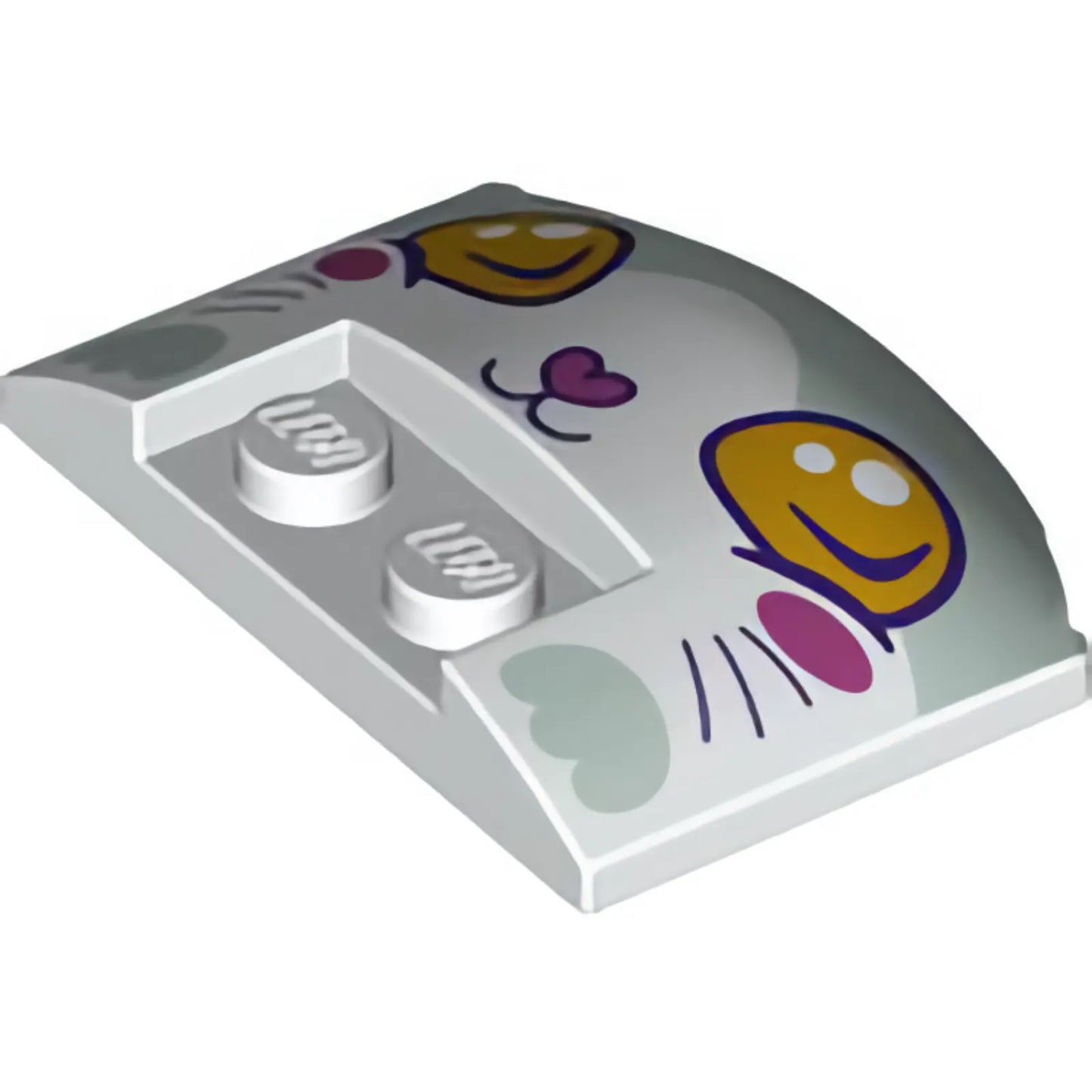 Teil 93604pb10 – Keil 3 x 4 x 2/3, dreifach gebogen, mit Katzengesicht, leuchtend orangefarbenen Augen, dunkelrosa Nase und Ovalen auf den Wangen, hellblauem Stirn- und Pfotenmuster