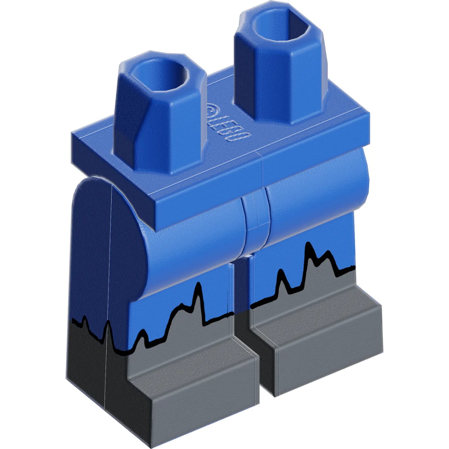 Part 970c00pb1431 - Hips and Legs with Dark Bluish Gray Boots, Tattered Pant Legs Pattern