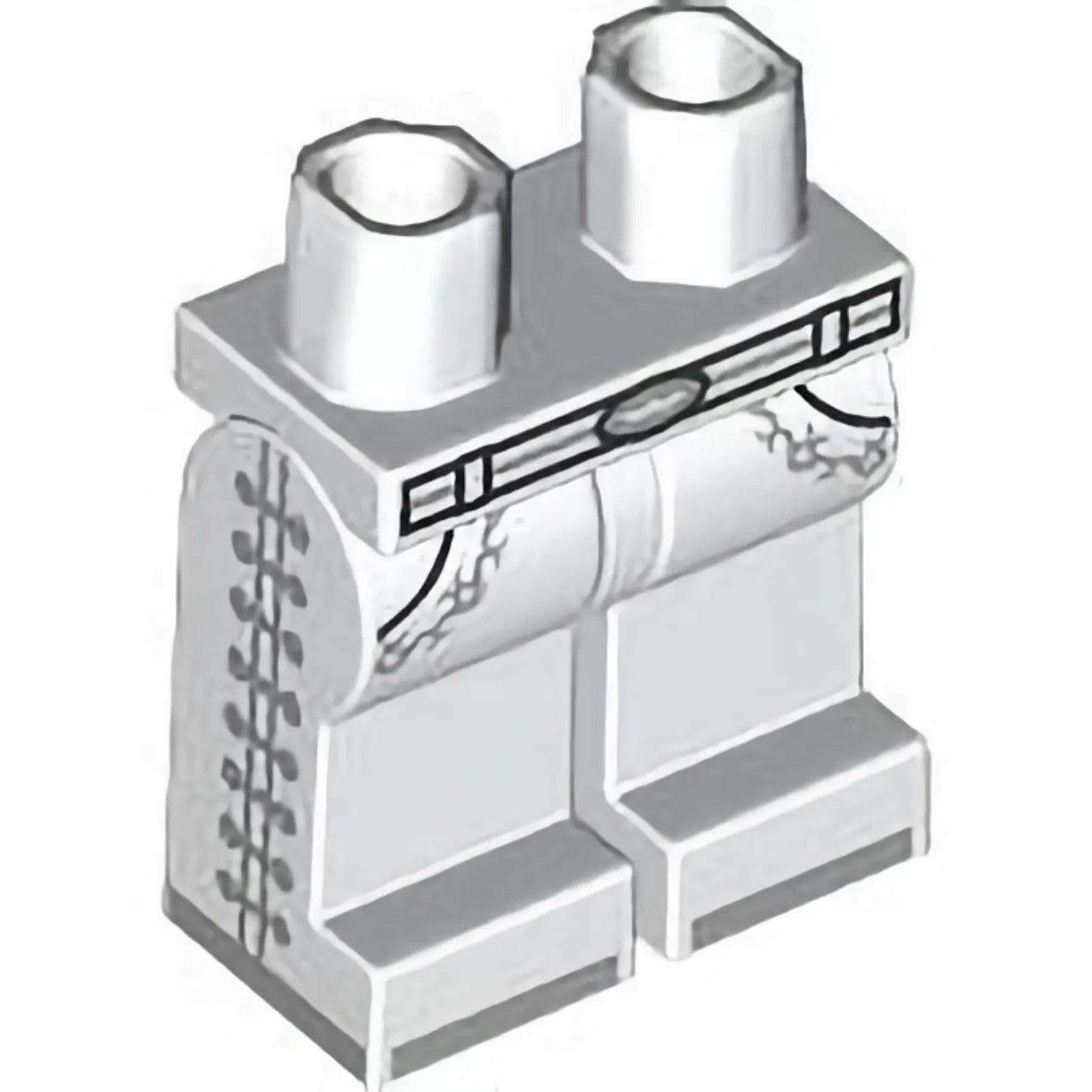 Part 970c00pb1486 - Hips and Legs with Silver and Black Belt with Buckle, Pockets and Lines on Sides and Feet Pattern